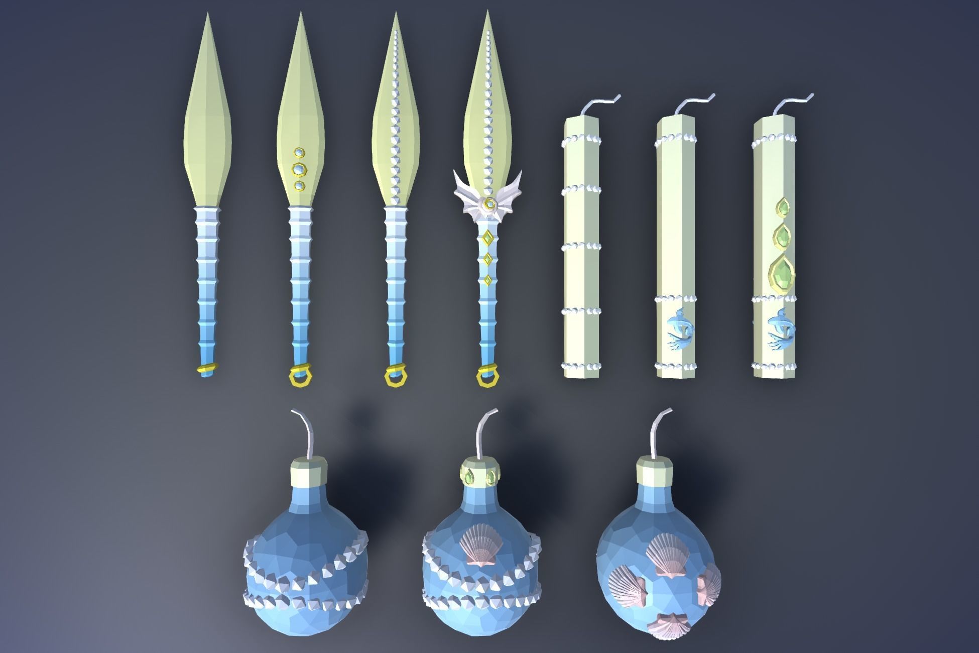 900 Low Poly Fantasy RPG Weapons - Ultimate 3D Pack Low-poly 3D model_126