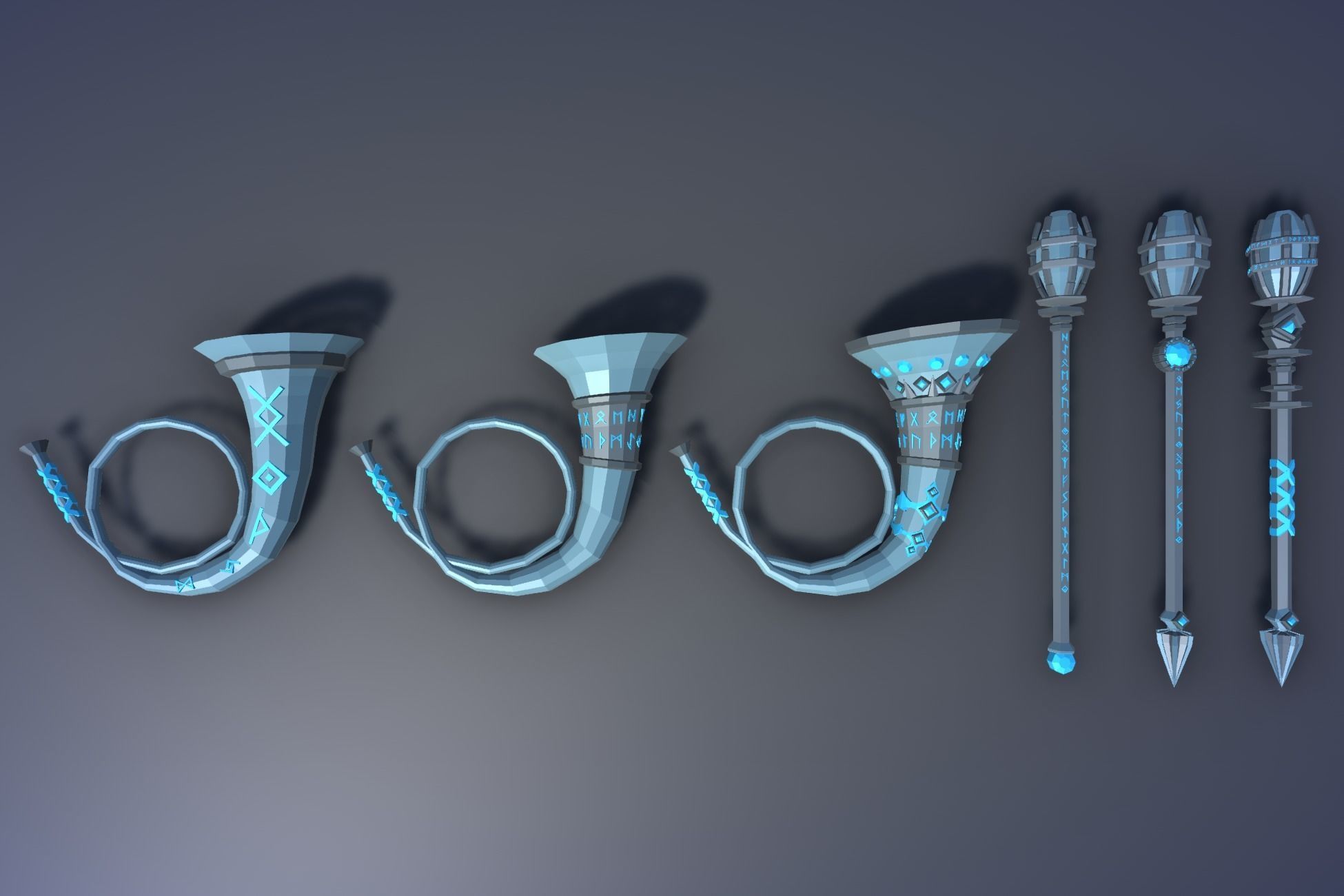 900 Low Poly Fantasy RPG Weapons - Ultimate 3D Pack Low-poly 3D model_102