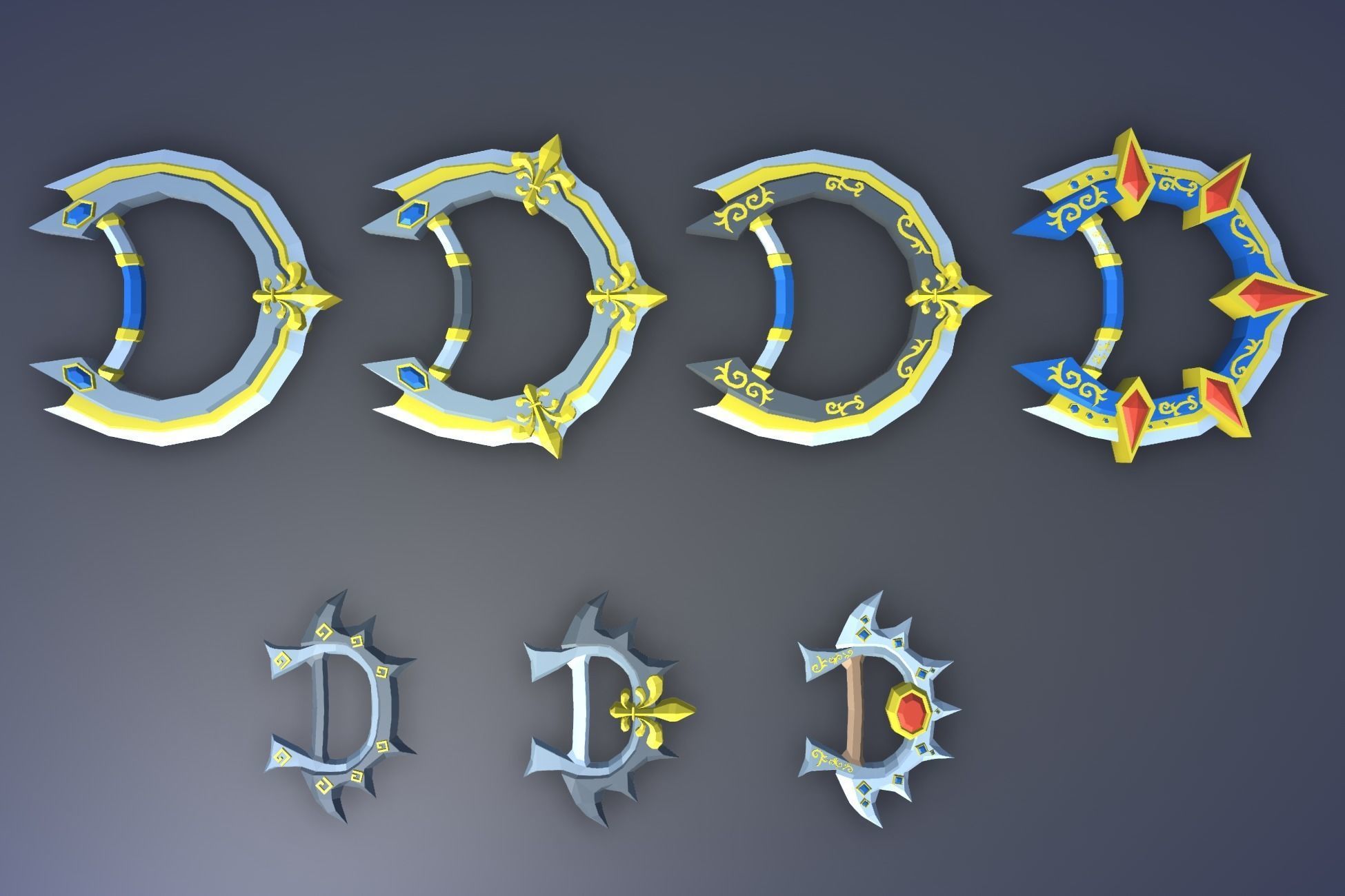 900 Low Poly Fantasy RPG Weapons - Ultimate 3D Pack Low-poly 3D model_83