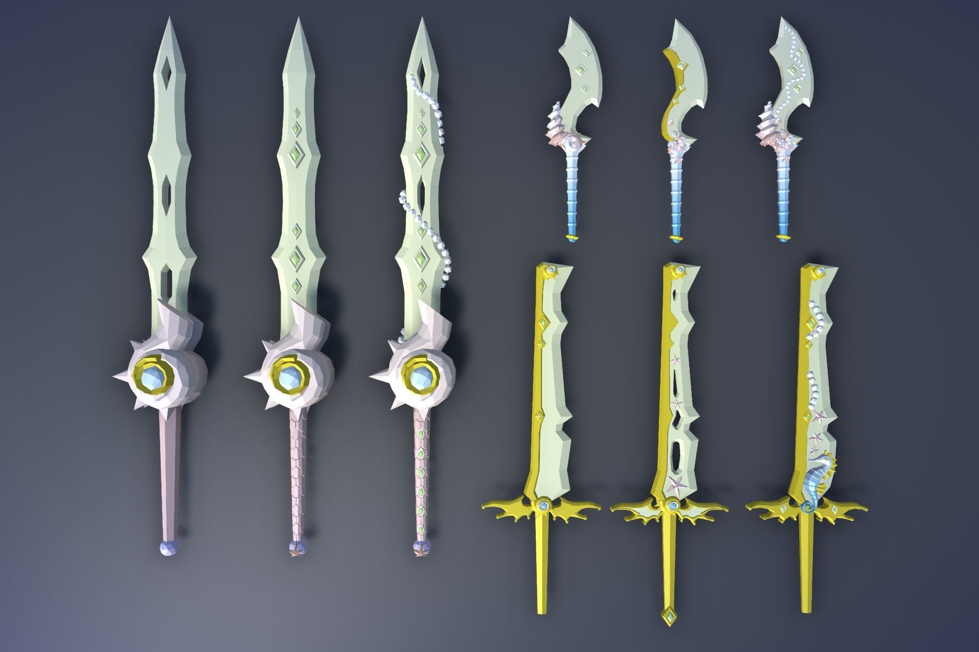 900 Low Poly Fantasy RPG Weapons - Ultimate 3D Pack Low-poly 3D model_118