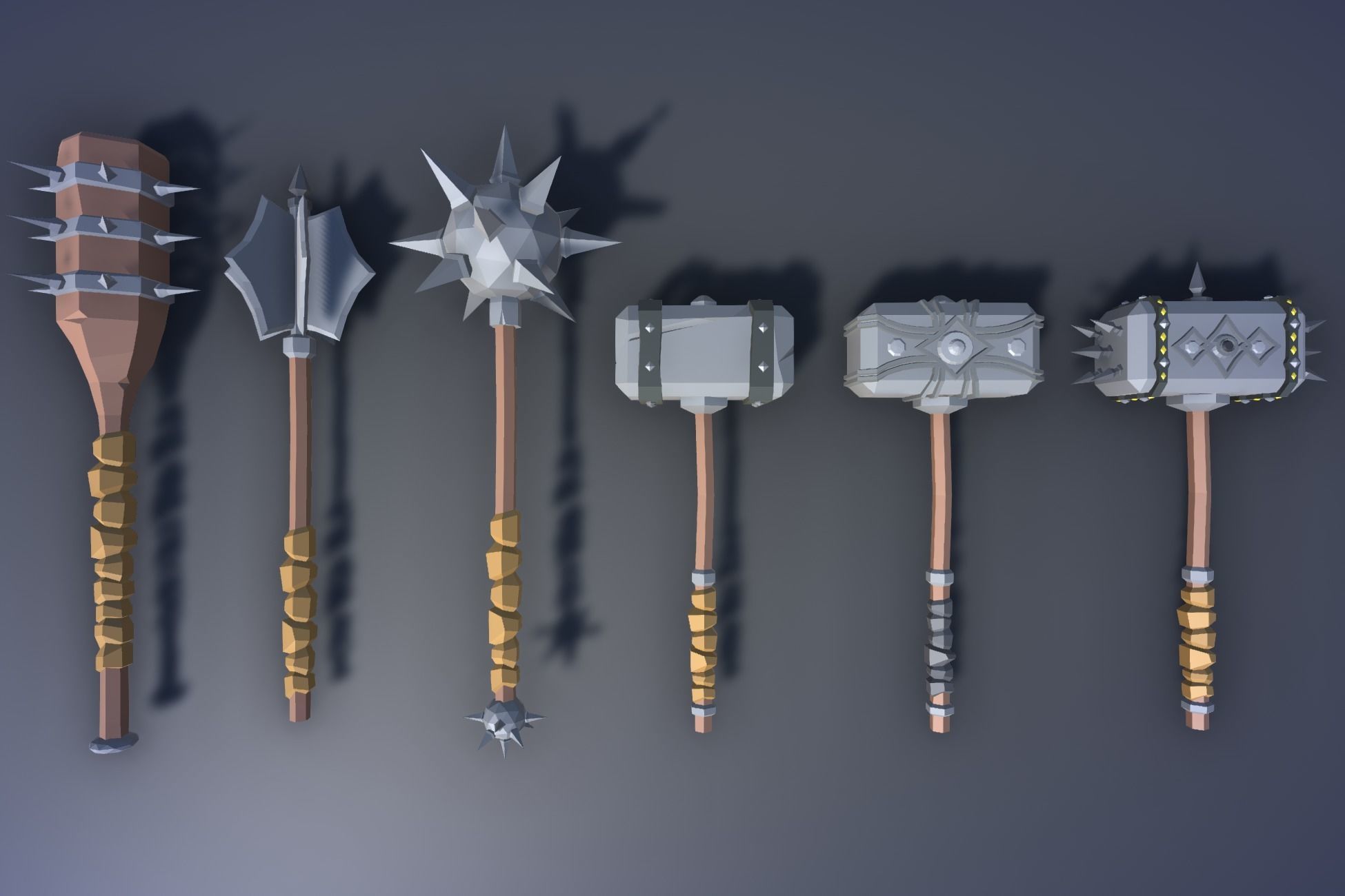900 Low Poly Fantasy RPG Weapons - Ultimate 3D Pack Low-poly 3D model_16
