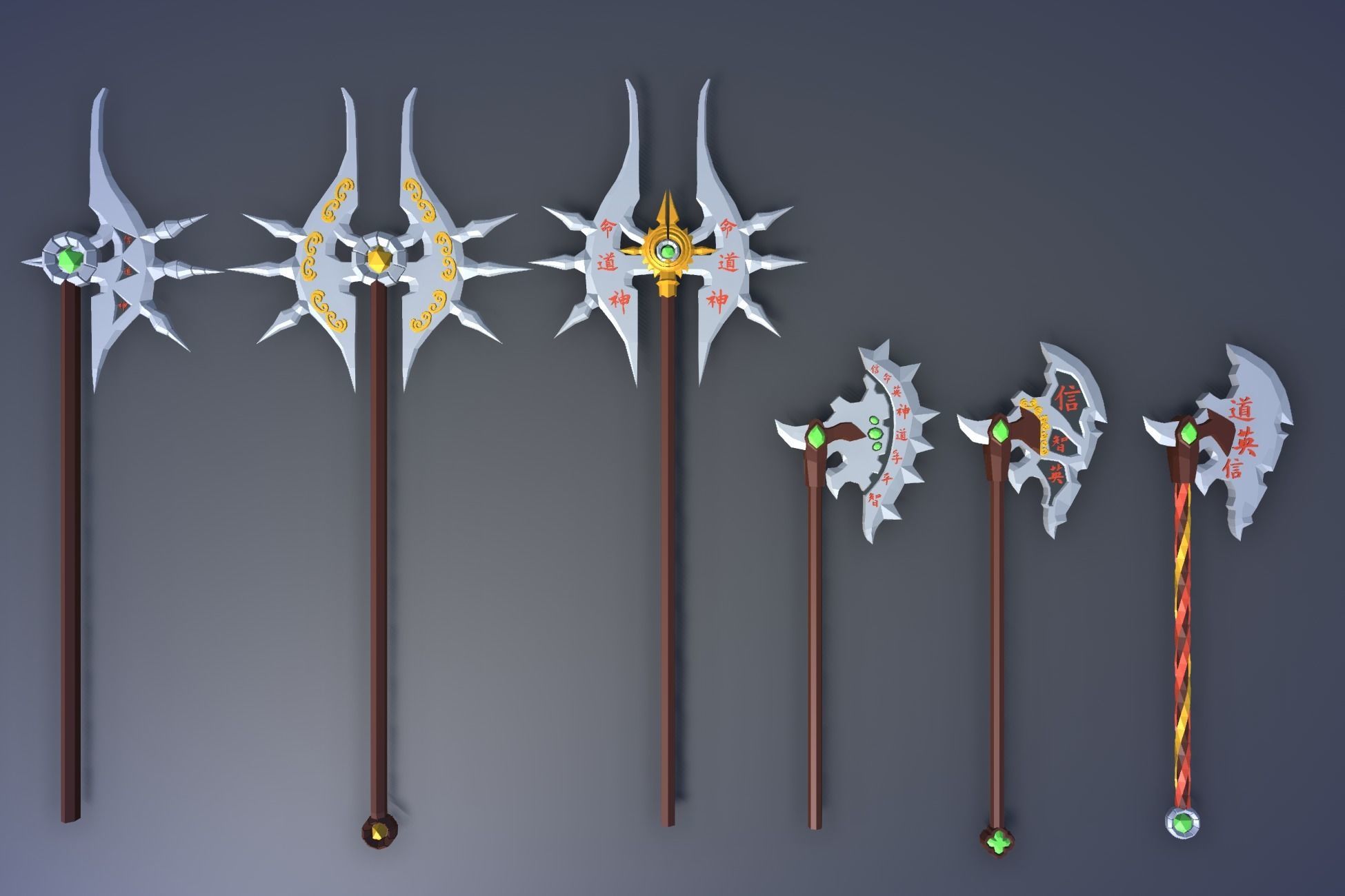 900 Low Poly Fantasy RPG Weapons - Ultimate 3D Pack Low-poly 3D model_67