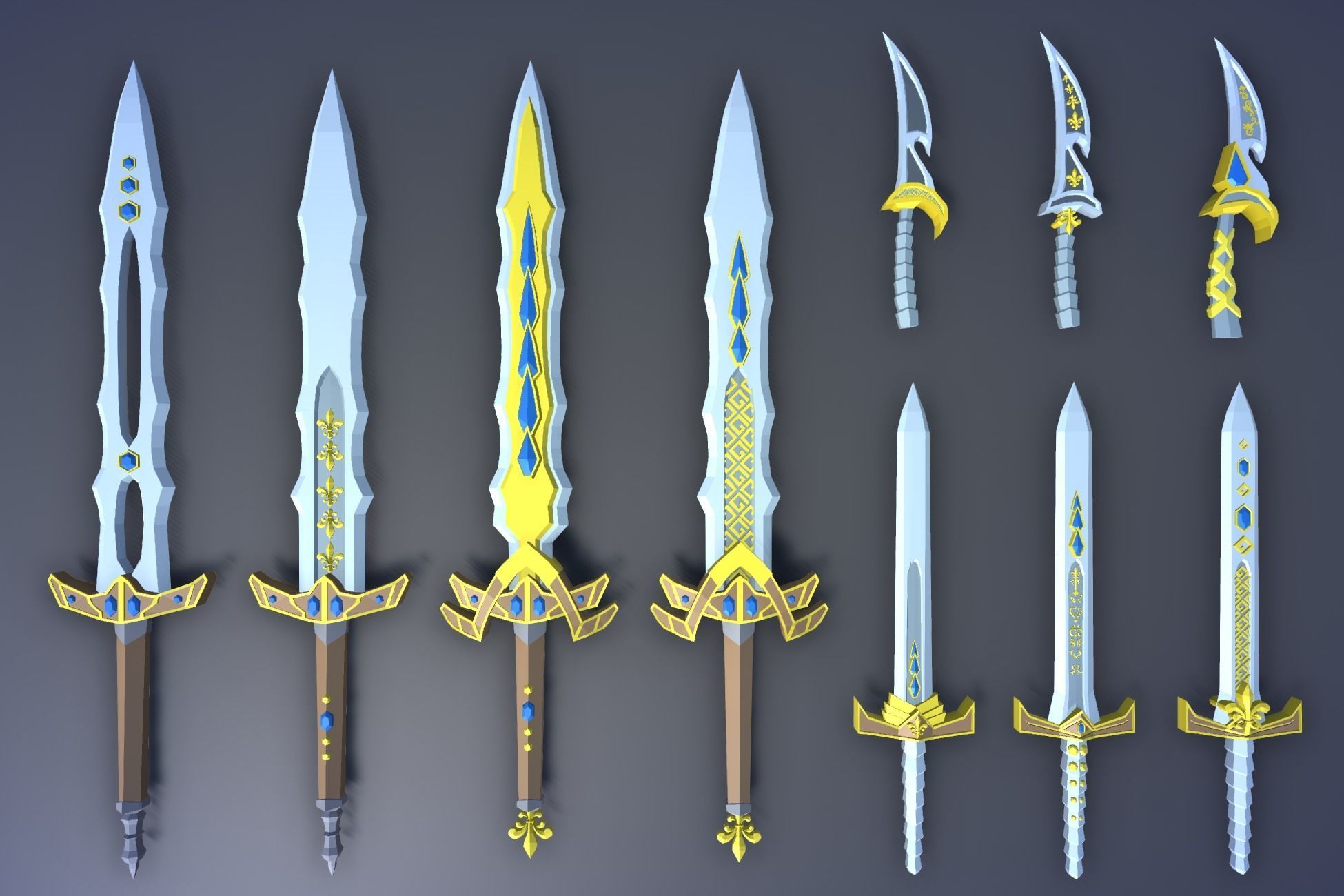 900 Low Poly Fantasy RPG Weapons - Ultimate 3D Pack Low-poly 3D model_78