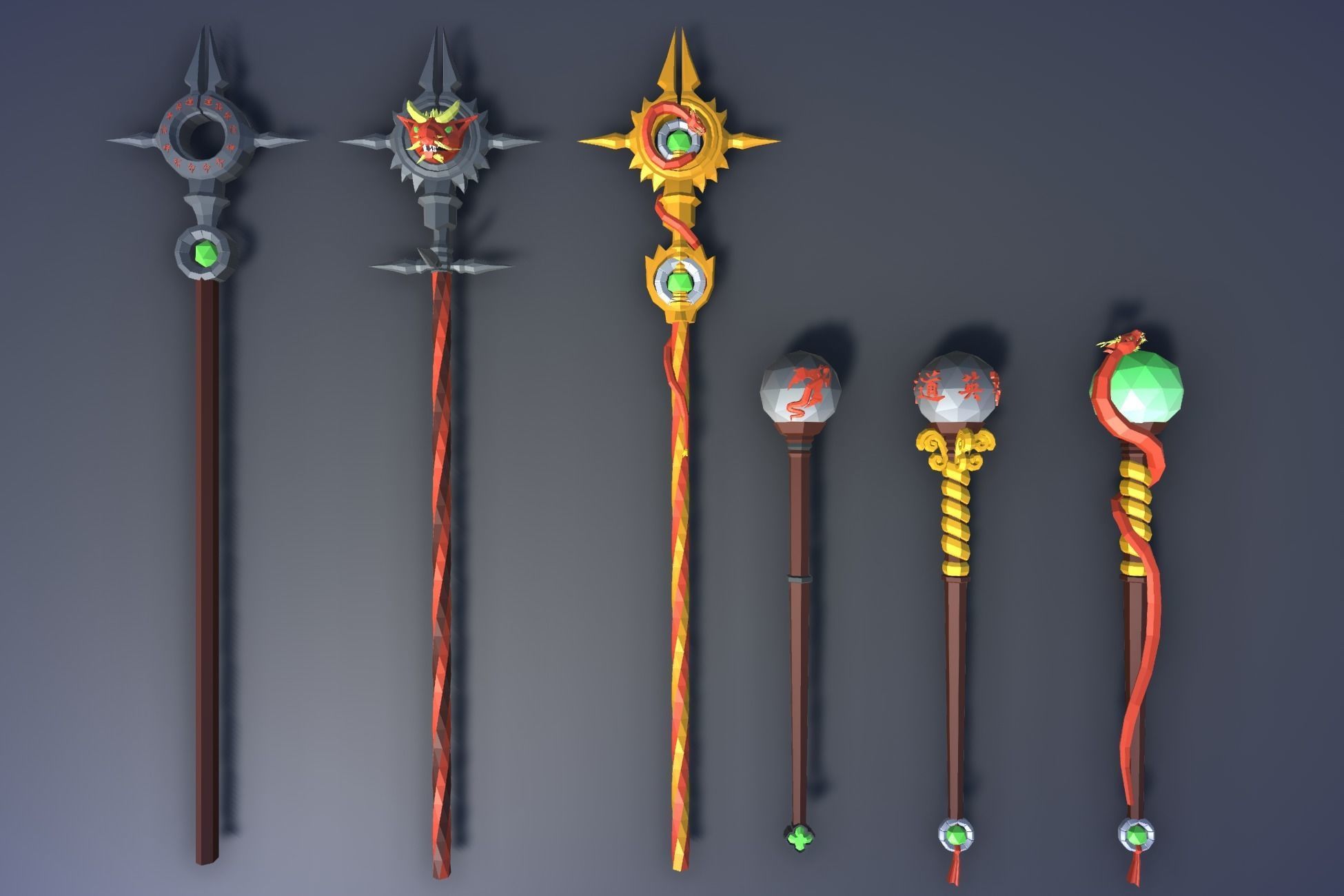 900 Low Poly Fantasy RPG Weapons - Ultimate 3D Pack Low-poly 3D model_69