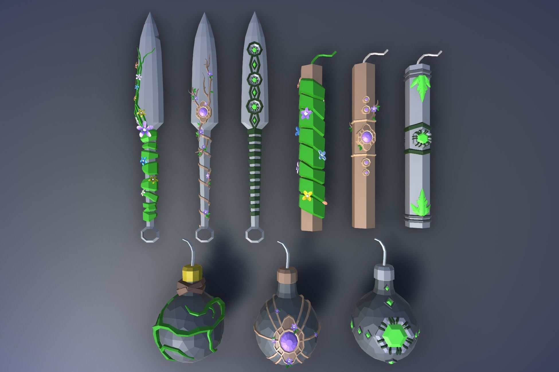 900 Low Poly Fantasy RPG Weapons - Ultimate 3D Pack Low-poly 3D model_48