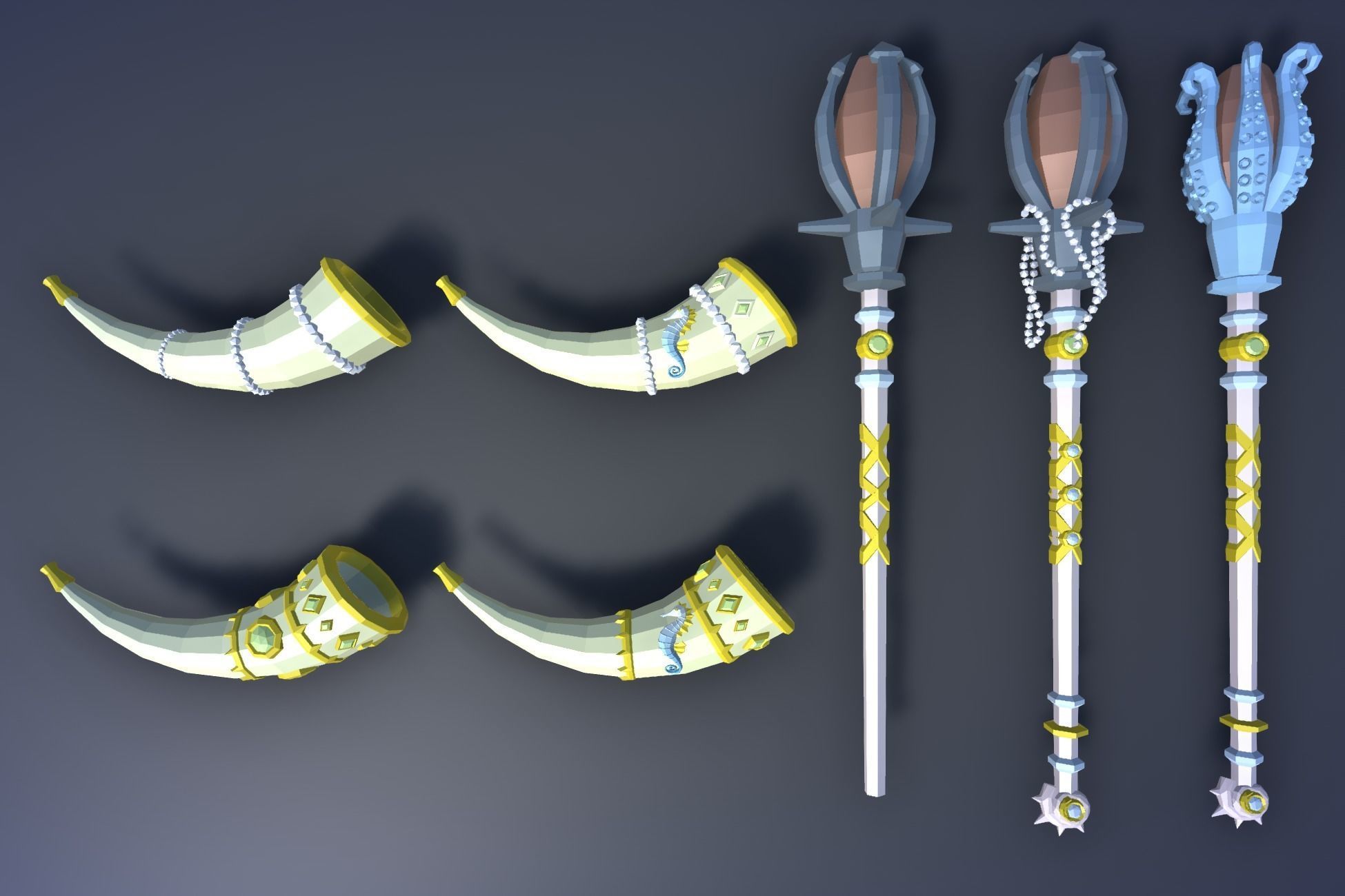 900 Low Poly Fantasy RPG Weapons - Ultimate 3D Pack Low-poly 3D model_129
