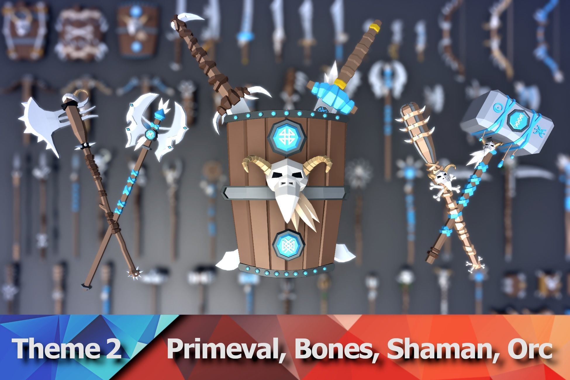 900 Low Poly Fantasy RPG Weapons - Ultimate 3D Pack Low-poly 3D model_4