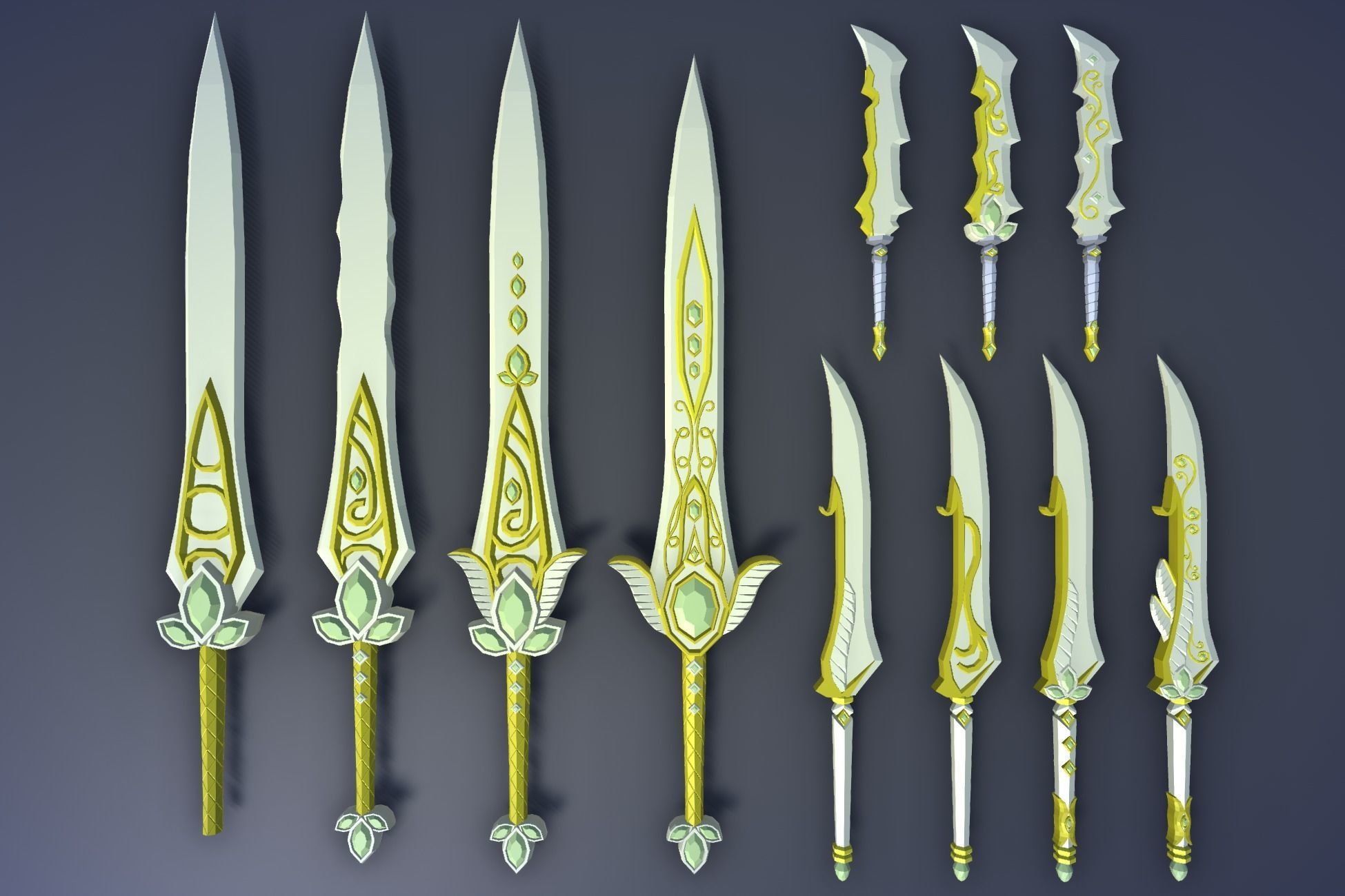 900 Low Poly Fantasy RPG Weapons - Ultimate 3D Pack Low-poly 3D model_104