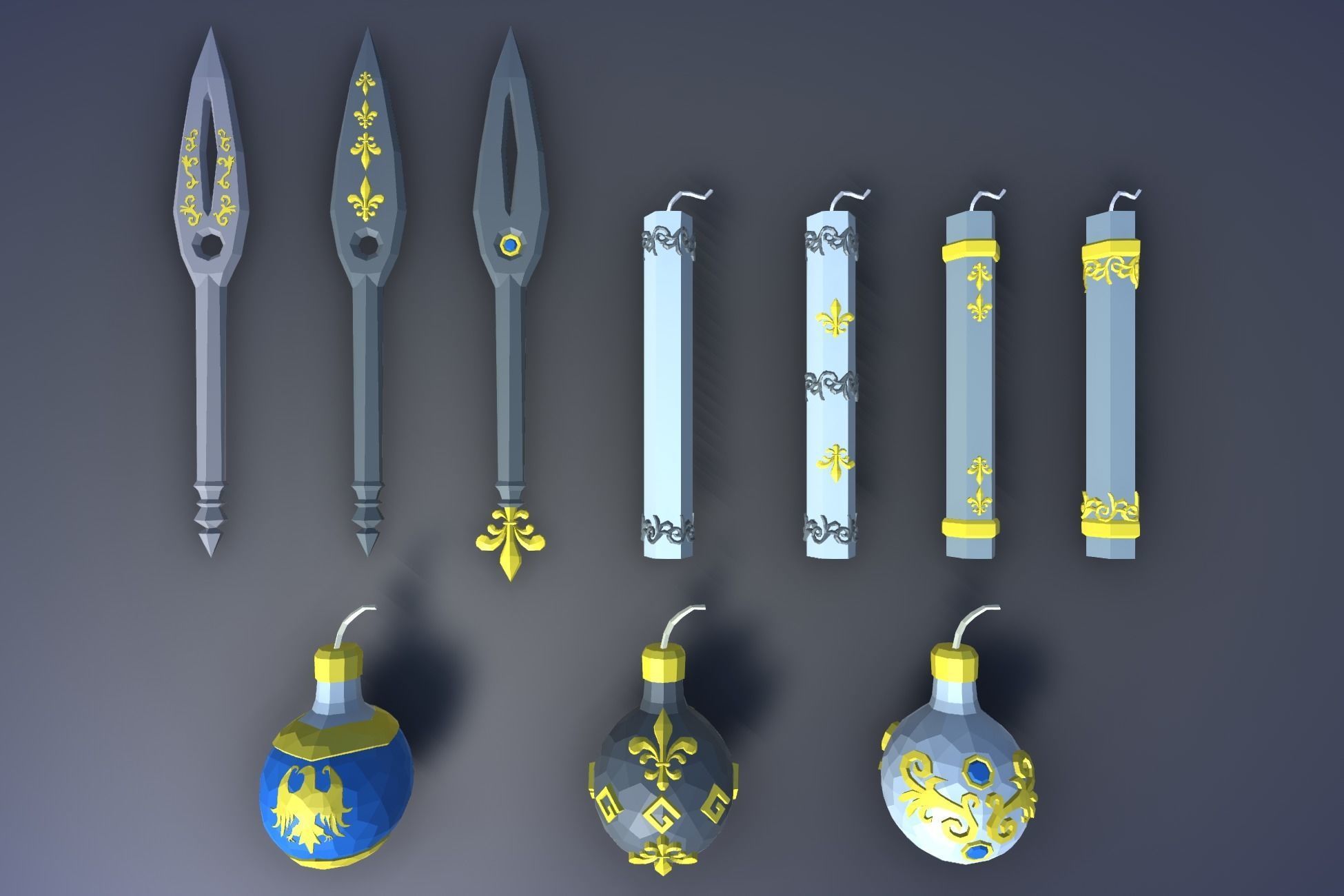 900 Low Poly Fantasy RPG Weapons - Ultimate 3D Pack Low-poly 3D model_86