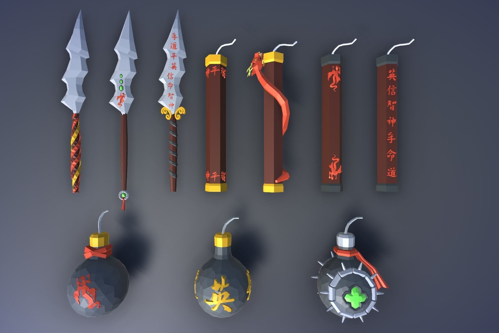 900 Low Poly Fantasy RPG Weapons - Ultimate 3D Pack Low-poly 3D model_74