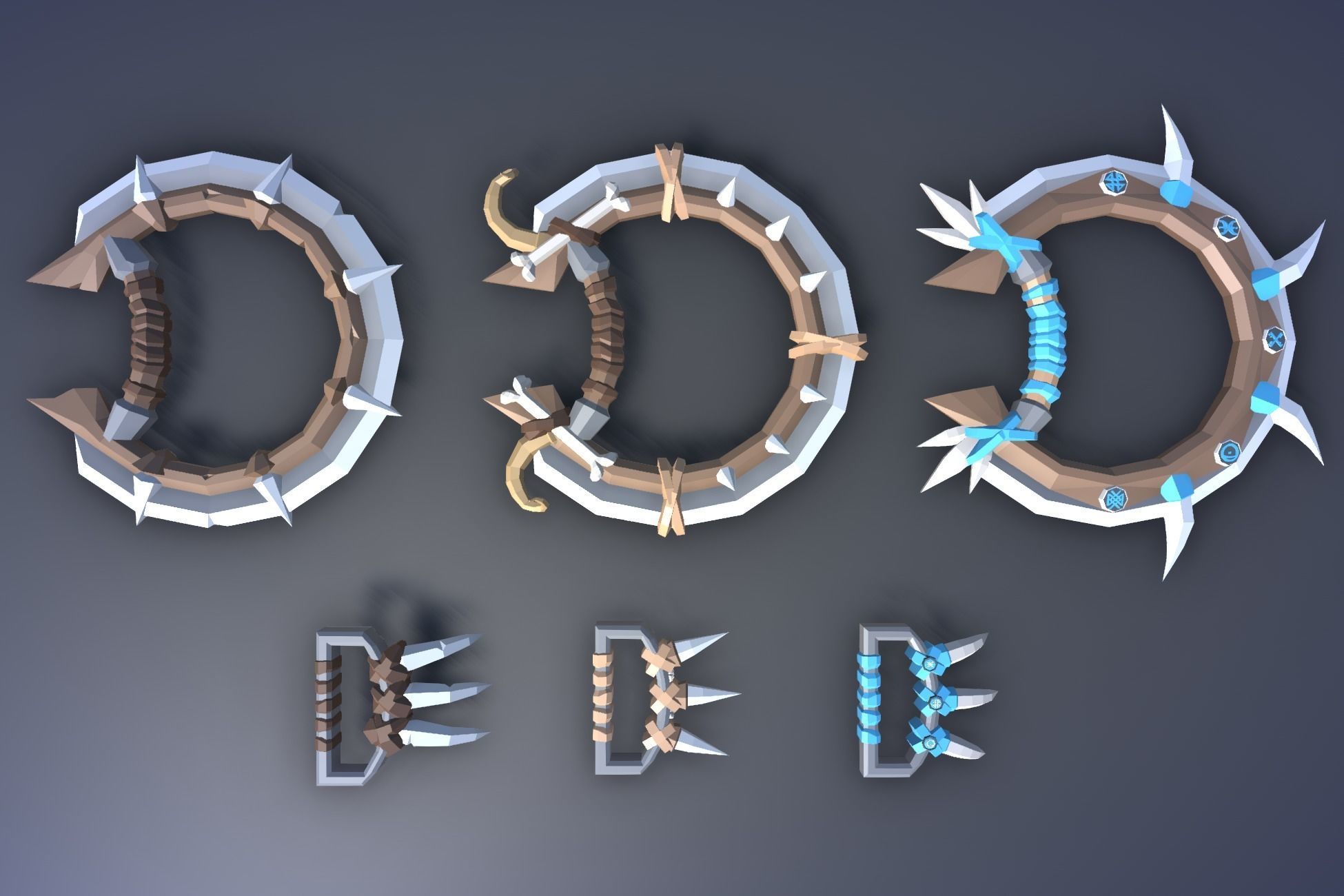 900 Low Poly Fantasy RPG Weapons - Ultimate 3D Pack Low-poly 3D model_32