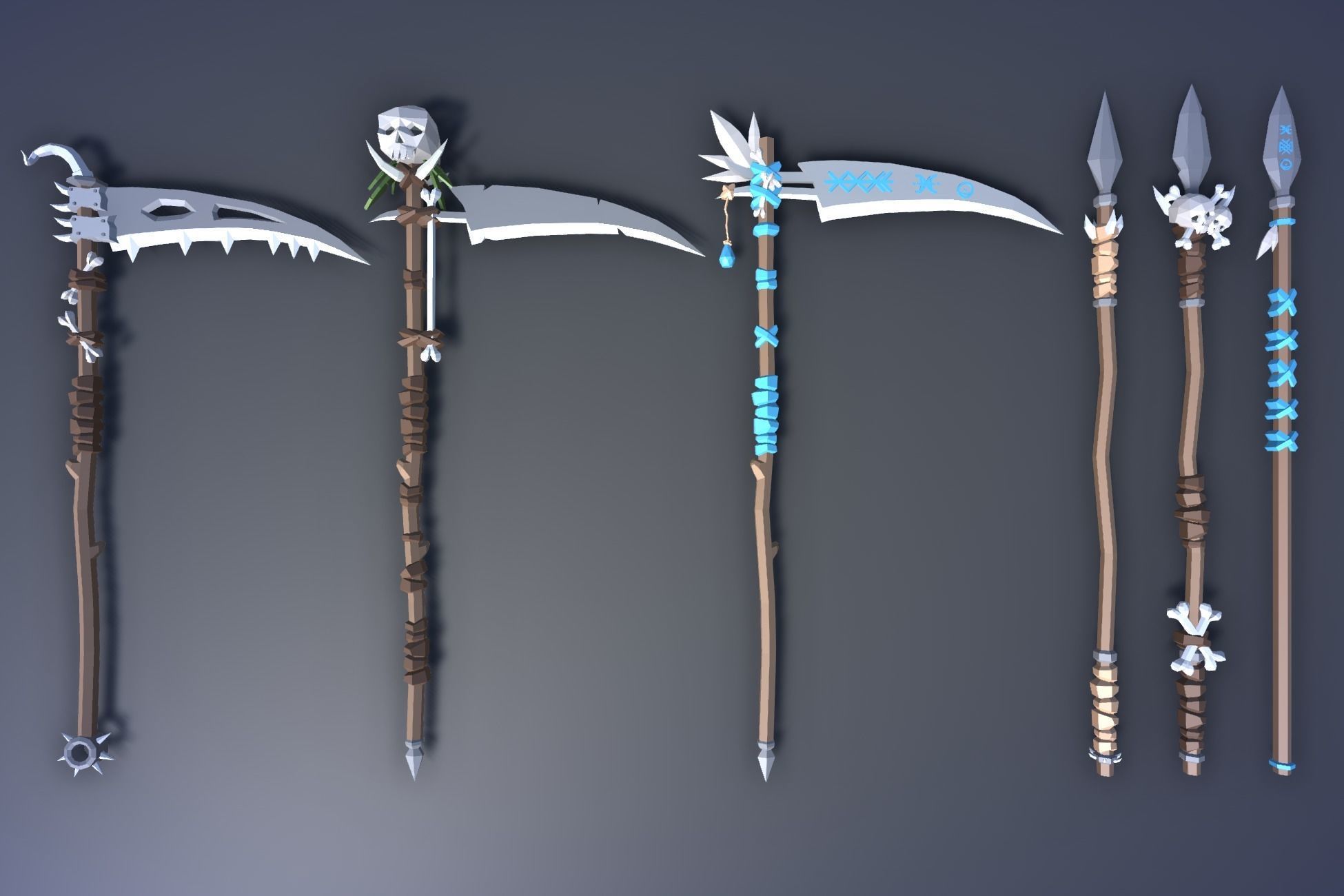 900 Low Poly Fantasy RPG Weapons - Ultimate 3D Pack Low-poly 3D model_30