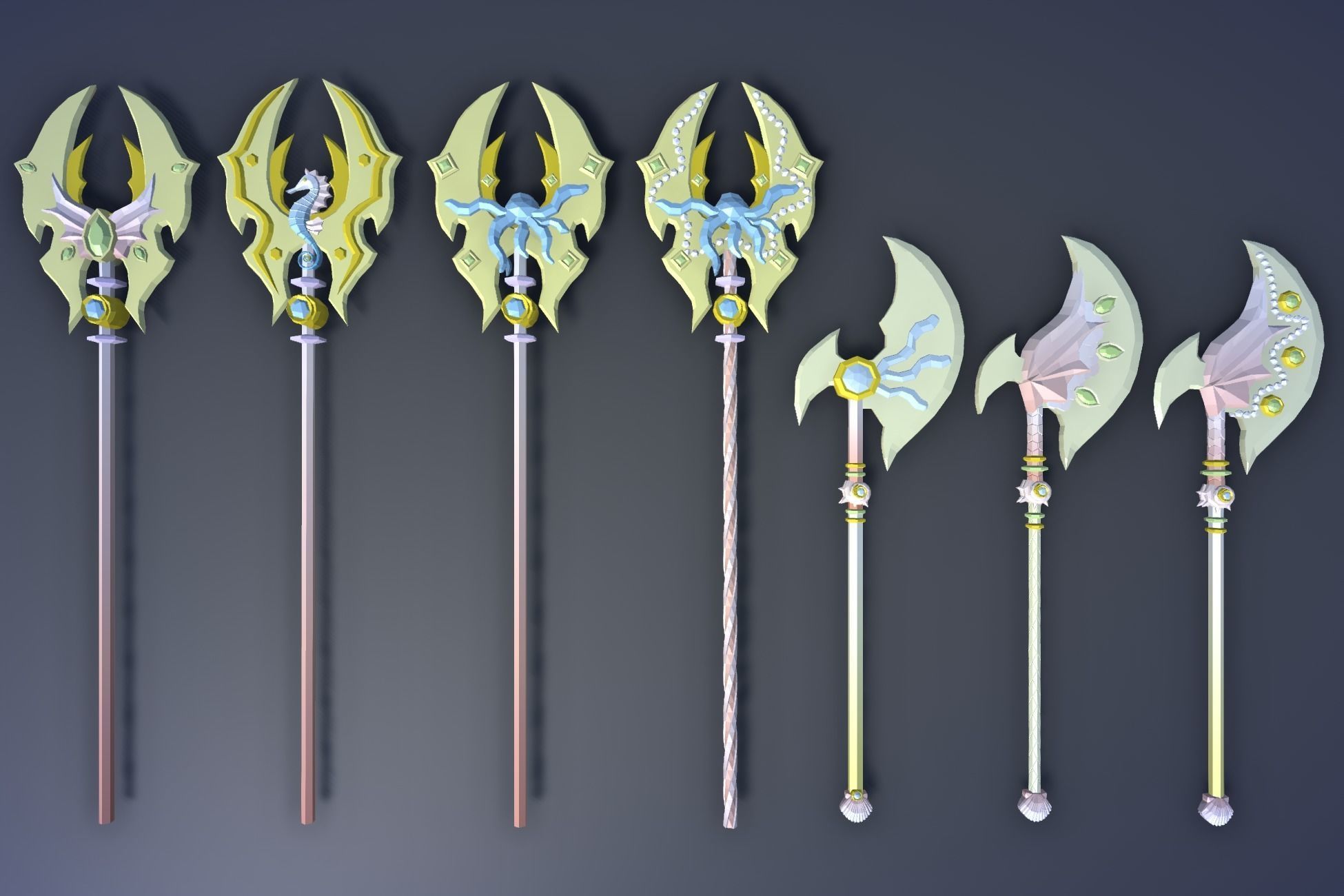 900 Low Poly Fantasy RPG Weapons - Ultimate 3D Pack Low-poly 3D model_119