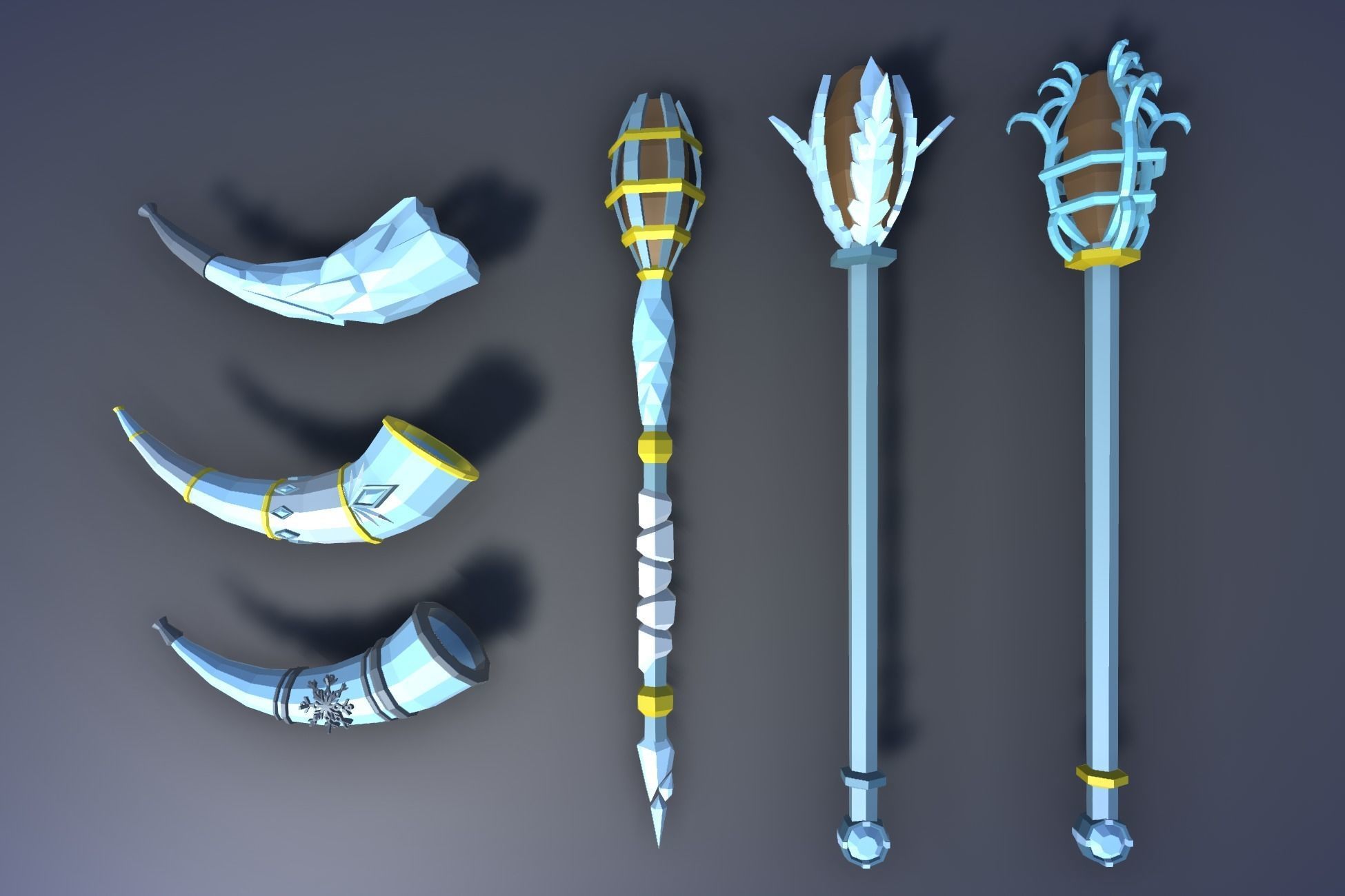 900 Low Poly Fantasy RPG Weapons - Ultimate 3D Pack Low-poly 3D model_64