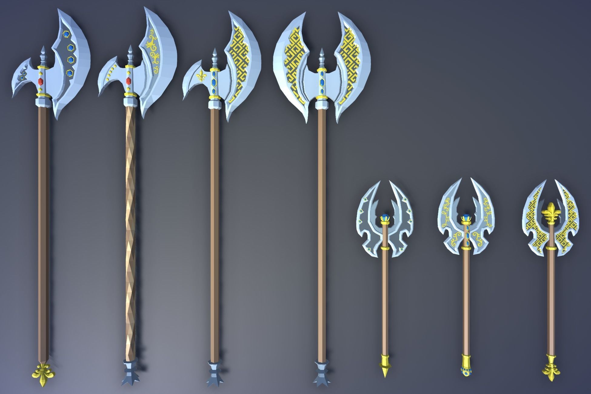 900 Low Poly Fantasy RPG Weapons - Ultimate 3D Pack Low-poly 3D model_79