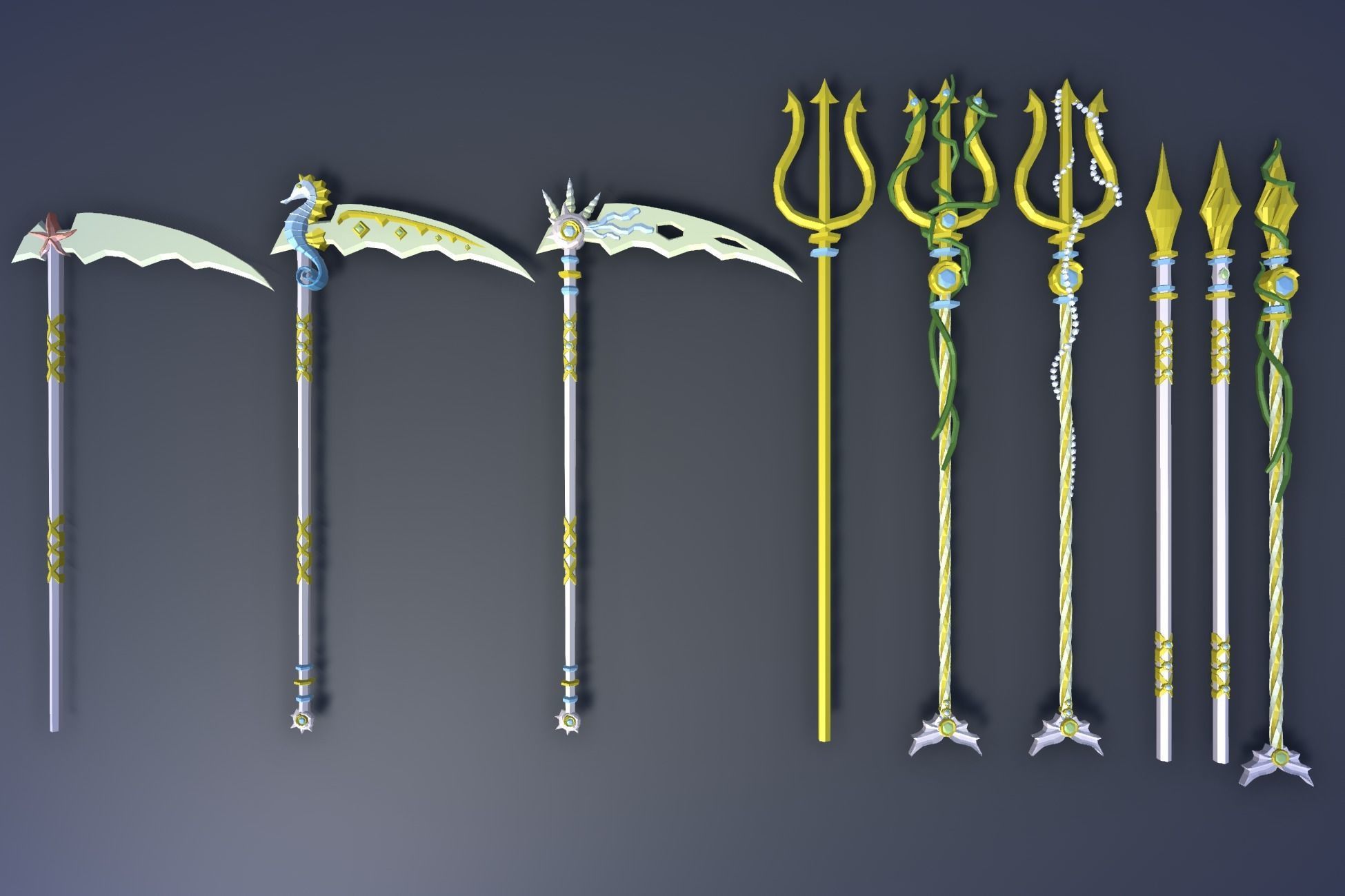 900 Low Poly Fantasy RPG Weapons - Ultimate 3D Pack Low-poly 3D model_121