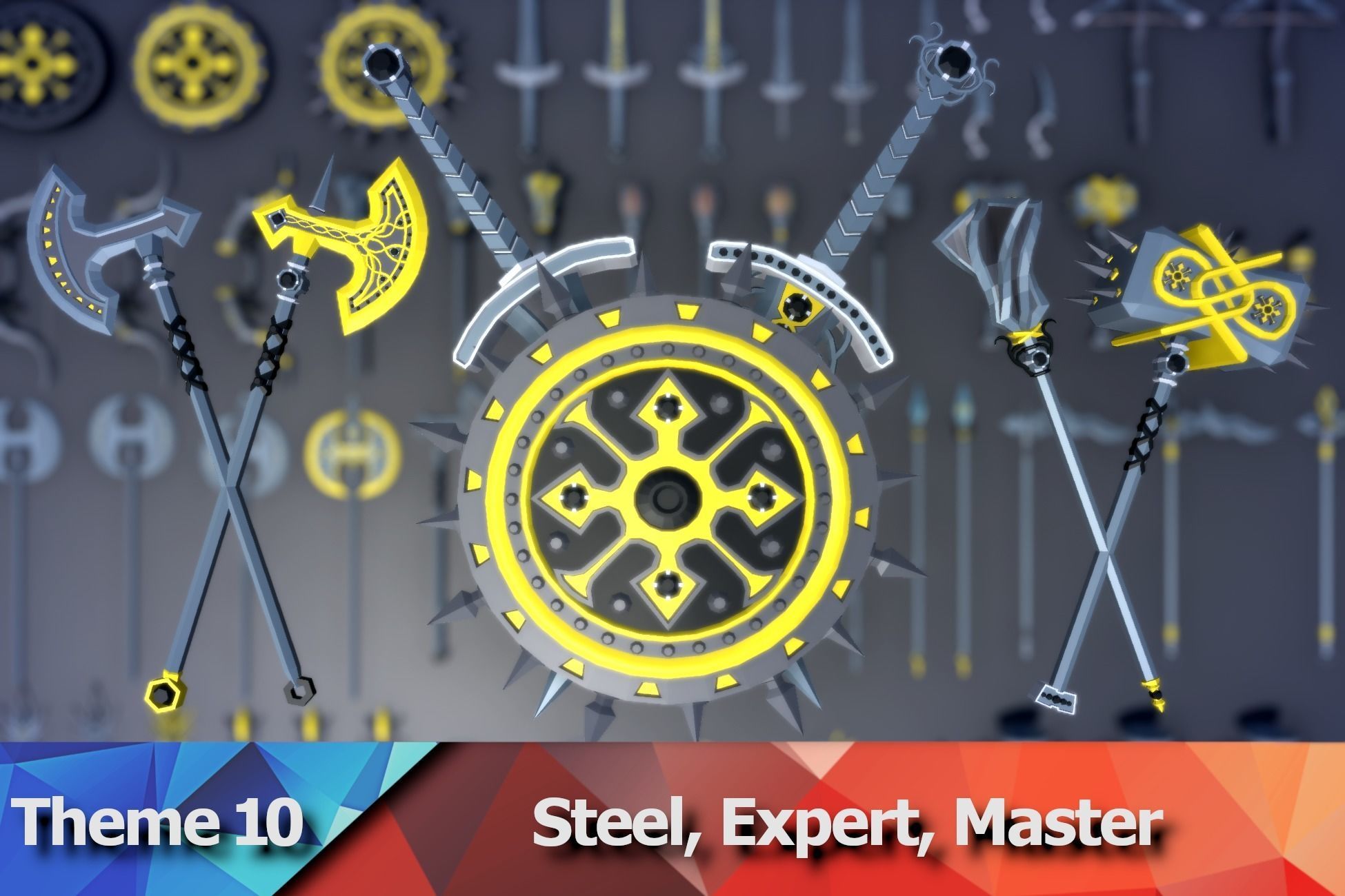 900 Low Poly Fantasy RPG Weapons - Ultimate 3D Pack Low-poly 3D model_12