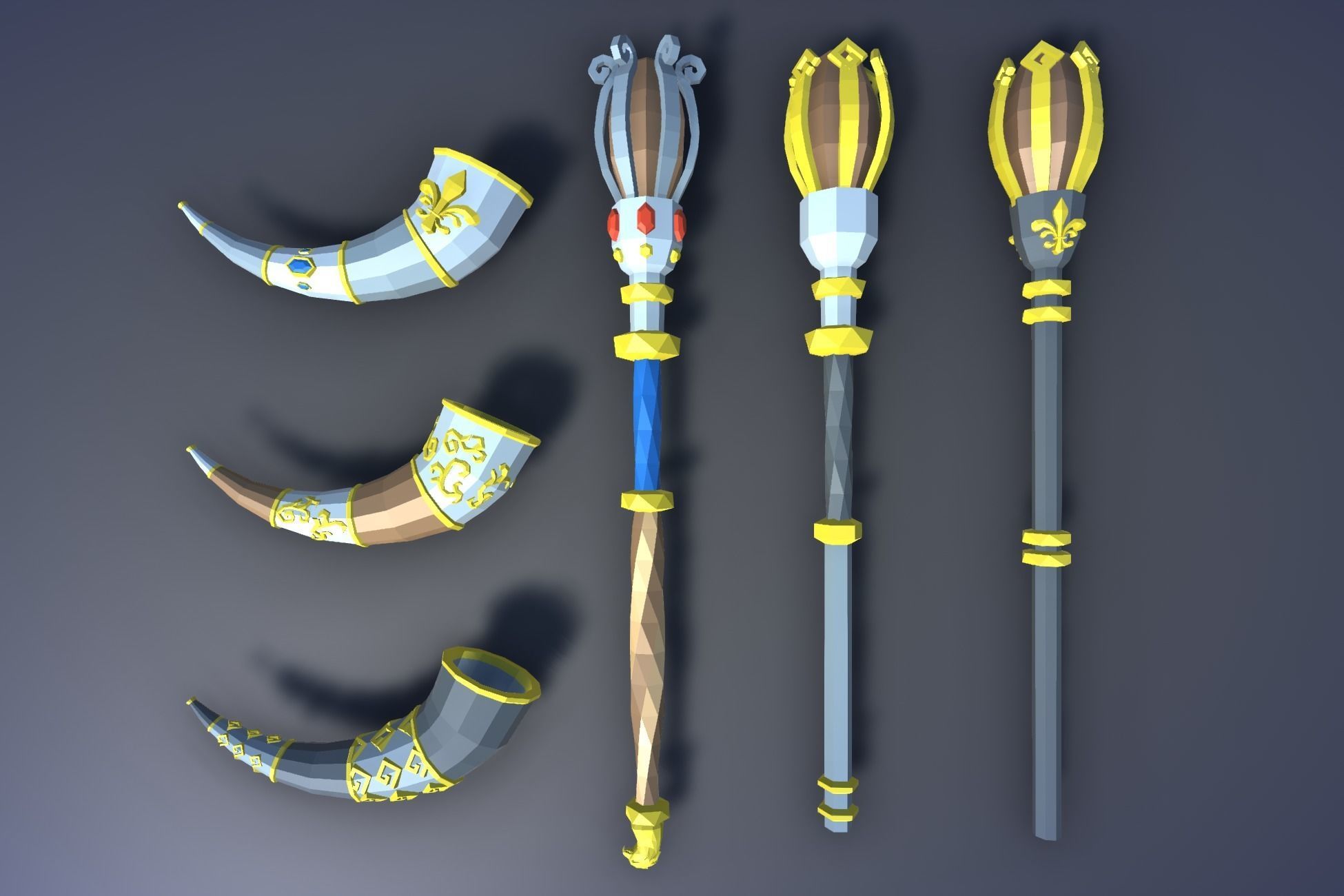 900 Low Poly Fantasy RPG Weapons - Ultimate 3D Pack Low-poly 3D model_89