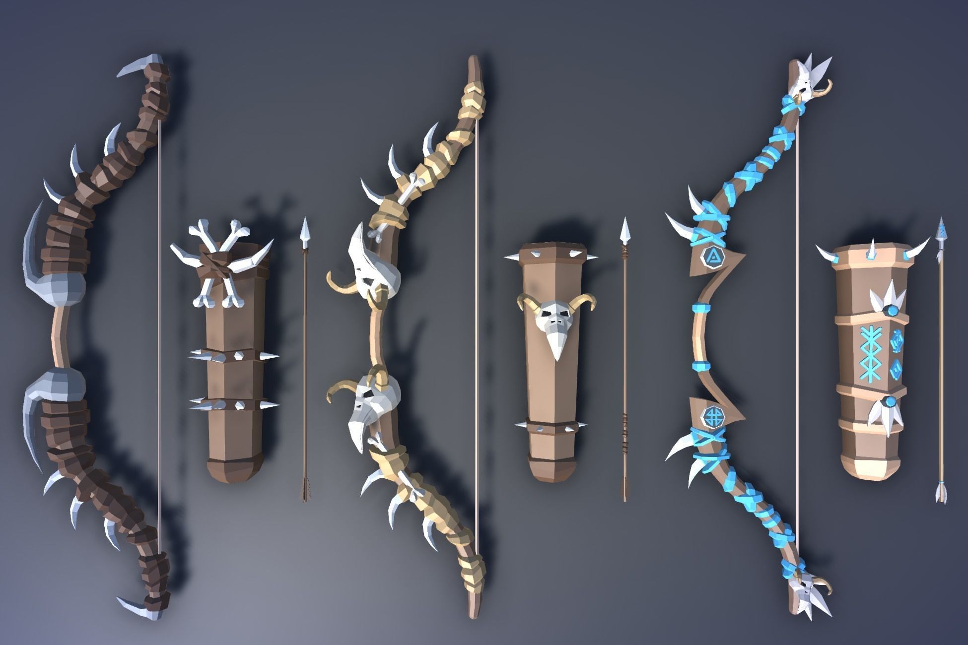 900 Low Poly Fantasy RPG Weapons - Ultimate 3D Pack Low-poly 3D model_33