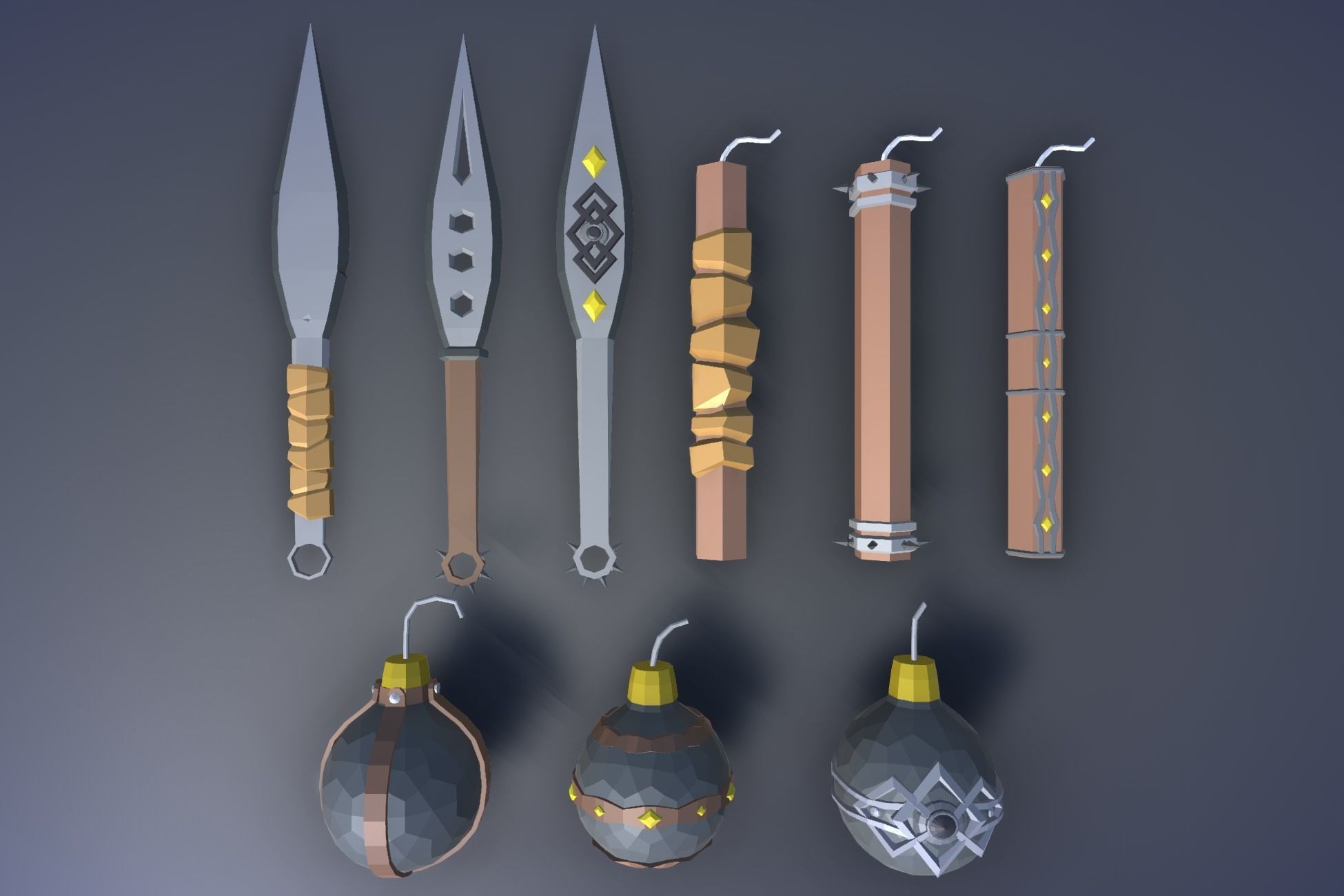 900 Low Poly Fantasy RPG Weapons - Ultimate 3D Pack Low-poly 3D model_22