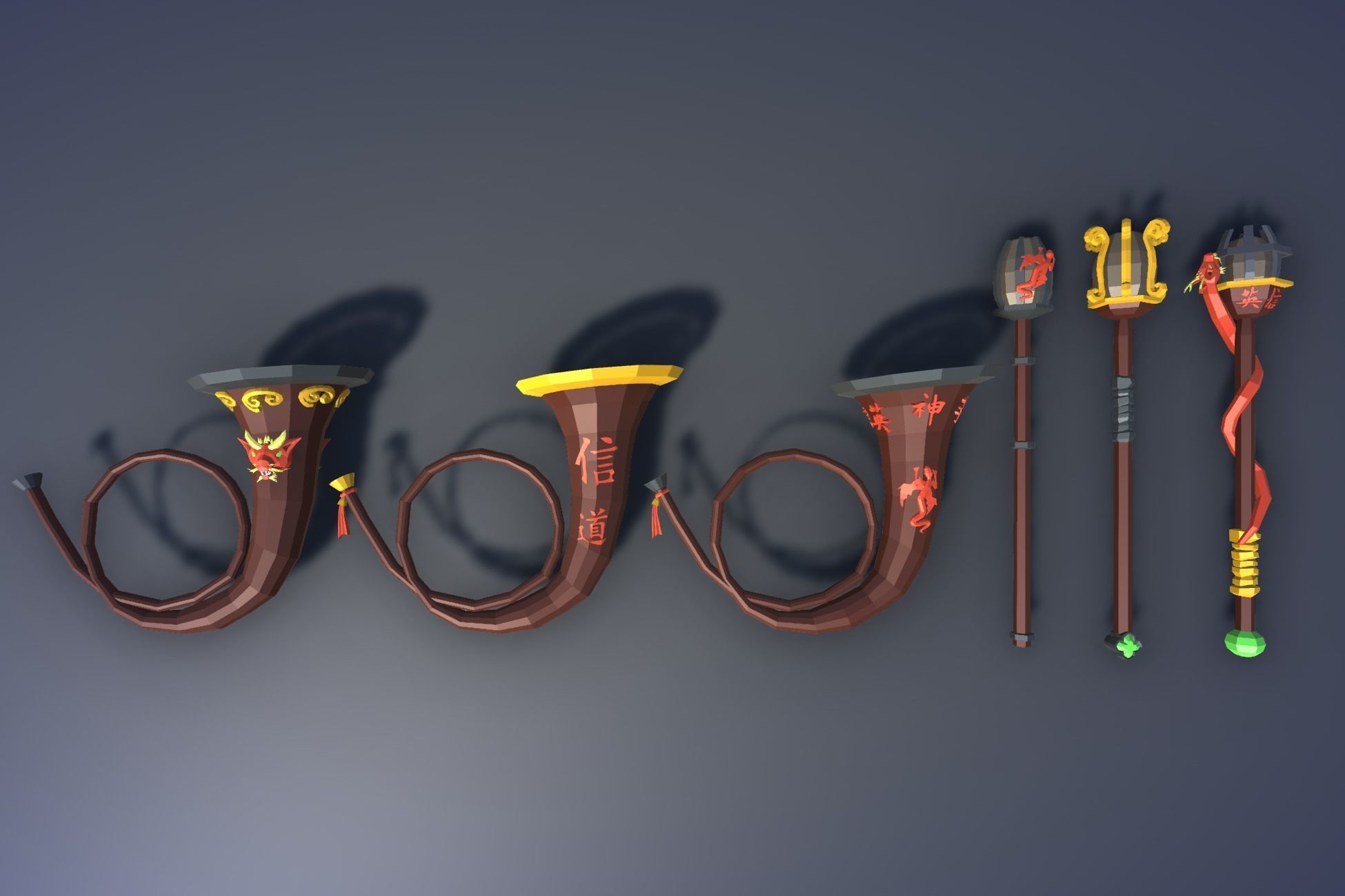 900 Low Poly Fantasy RPG Weapons - Ultimate 3D Pack Low-poly 3D model_76