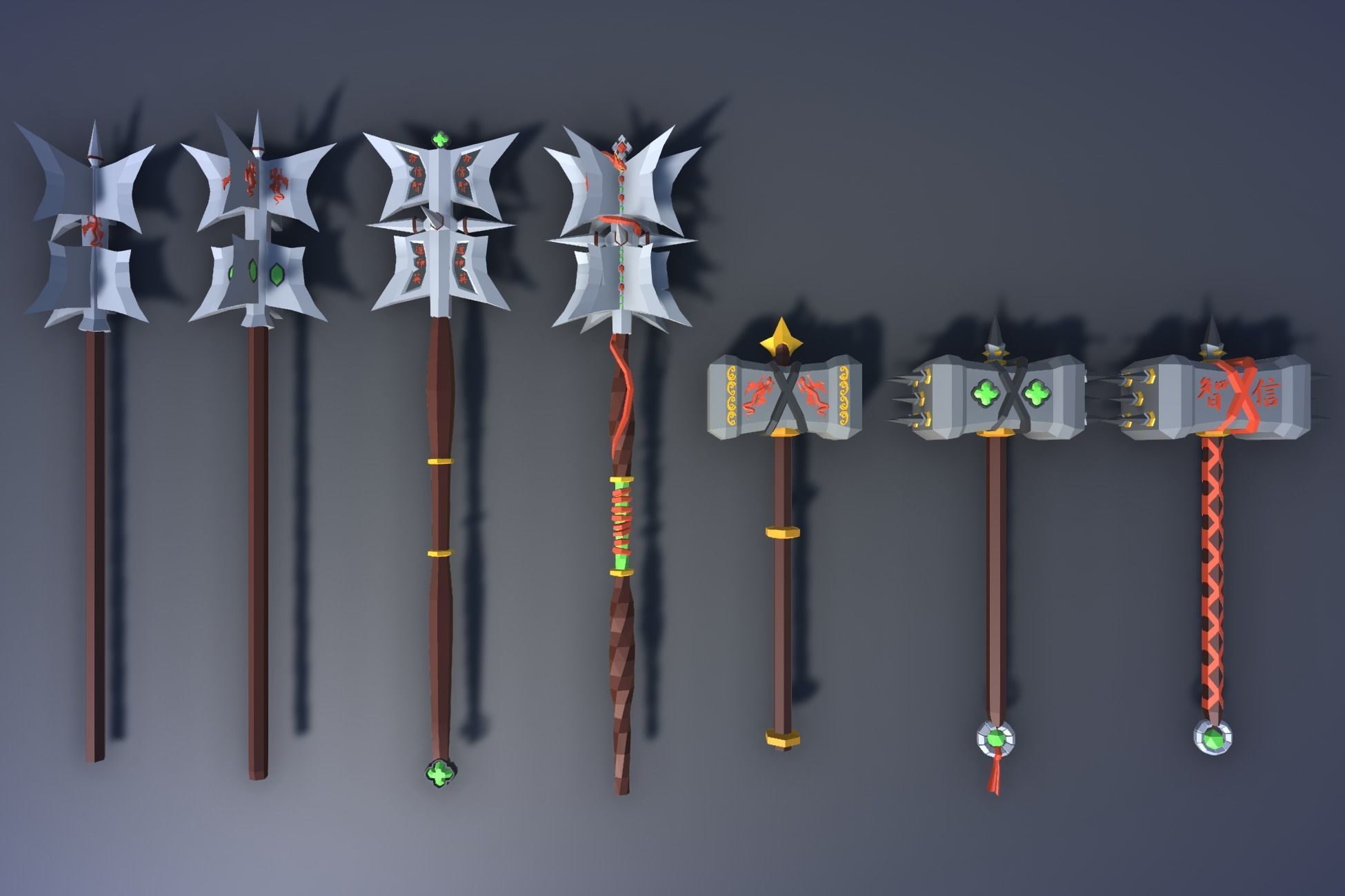900 Low Poly Fantasy RPG Weapons - Ultimate 3D Pack Low-poly 3D model_68
