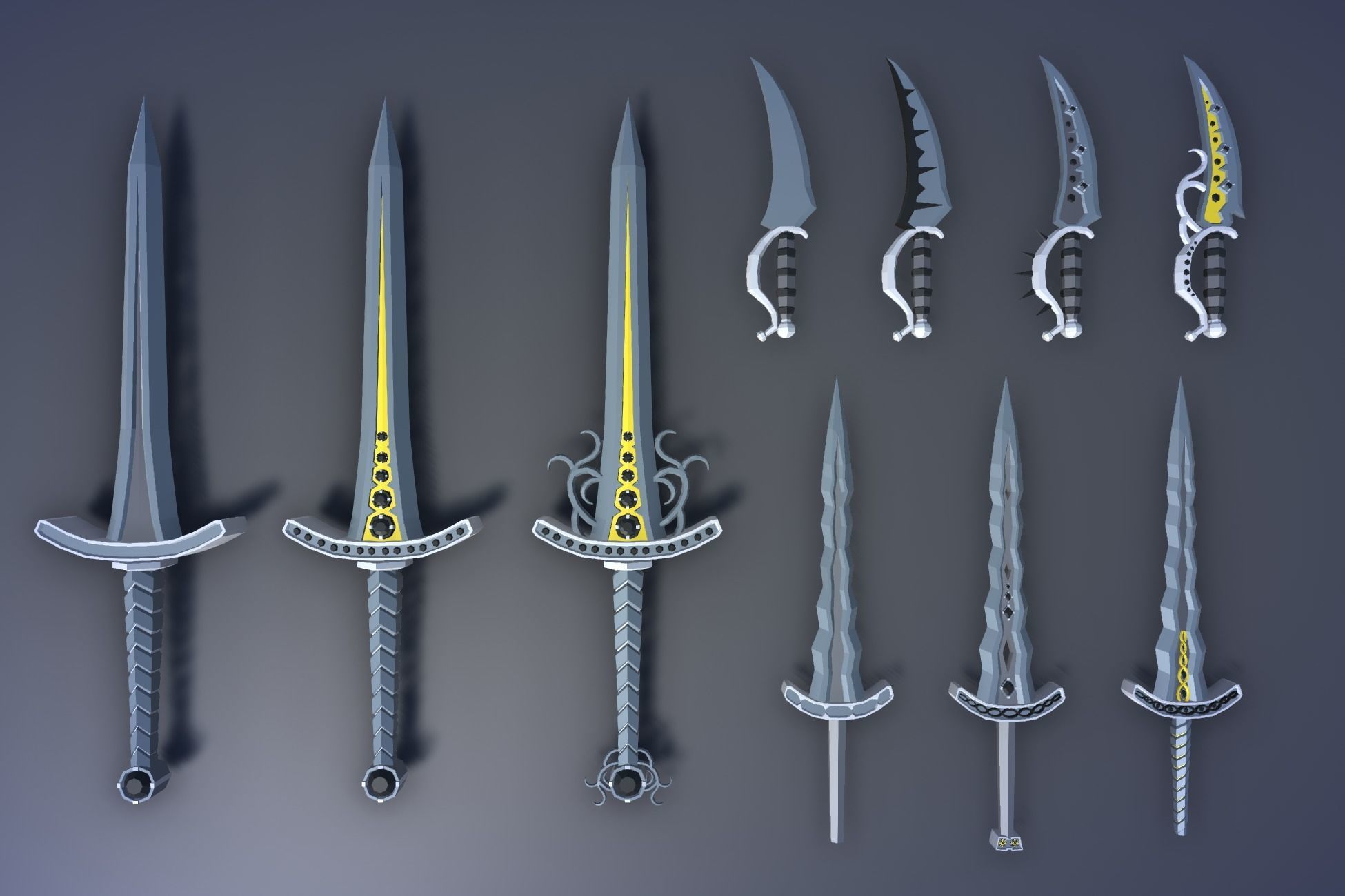 900 Low Poly Fantasy RPG Weapons - Ultimate 3D Pack Low-poly 3D model_131