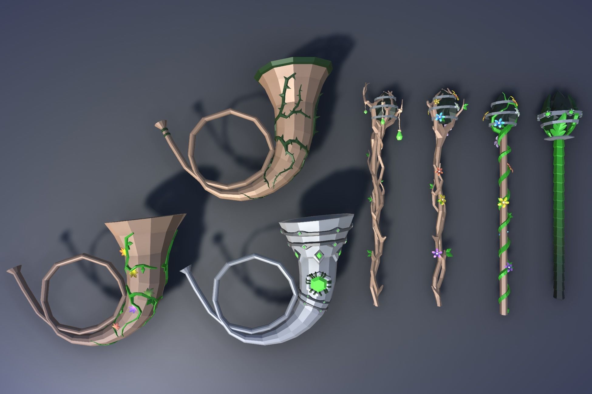 900 Low Poly Fantasy RPG Weapons - Ultimate 3D Pack Low-poly 3D model_51