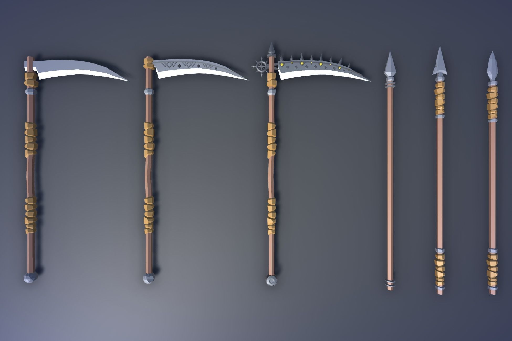 900 Low Poly Fantasy RPG Weapons - Ultimate 3D Pack Low-poly 3D model_17