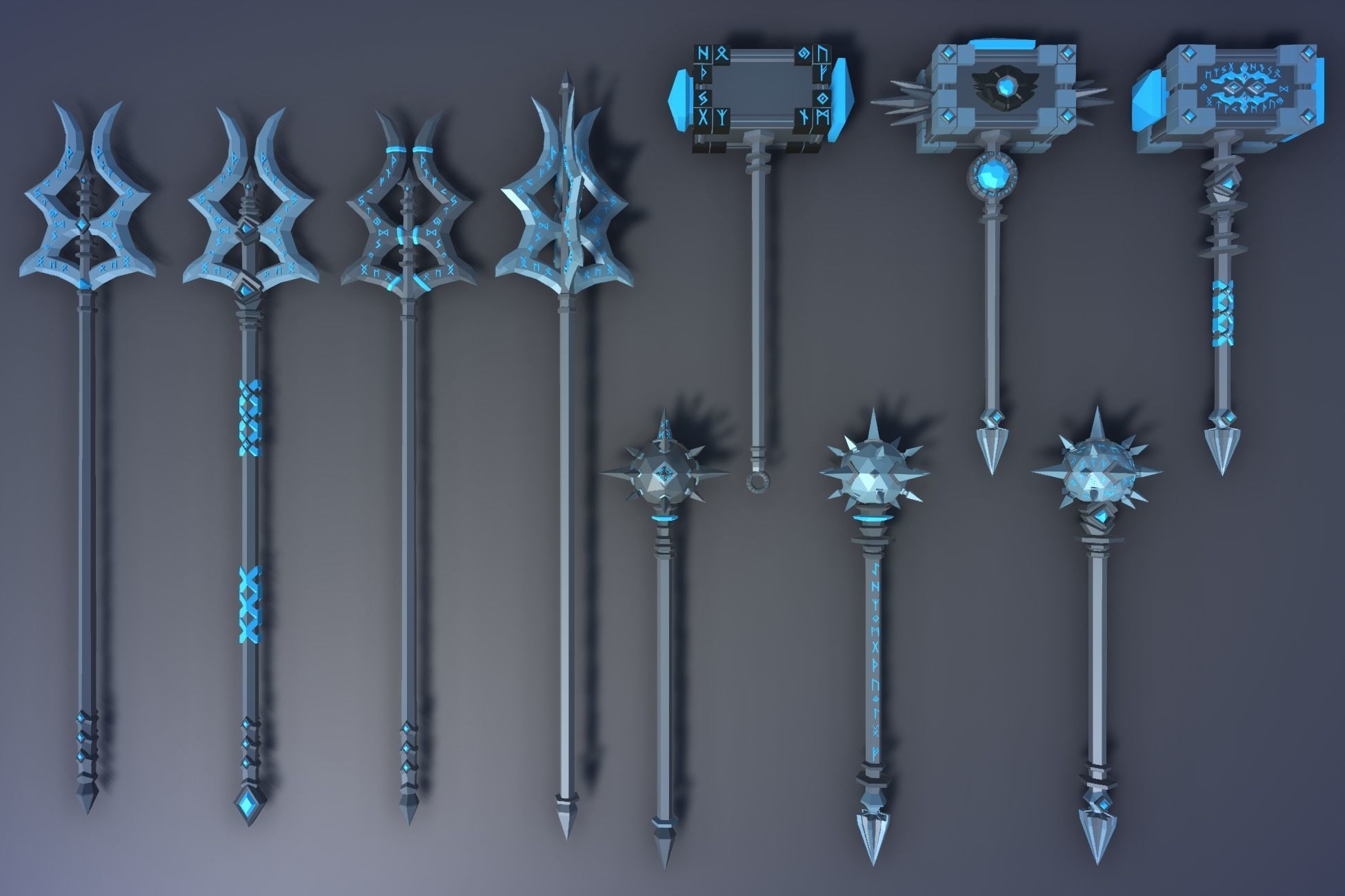 900 Low Poly Fantasy RPG Weapons - Ultimate 3D Pack Low-poly 3D model_93
