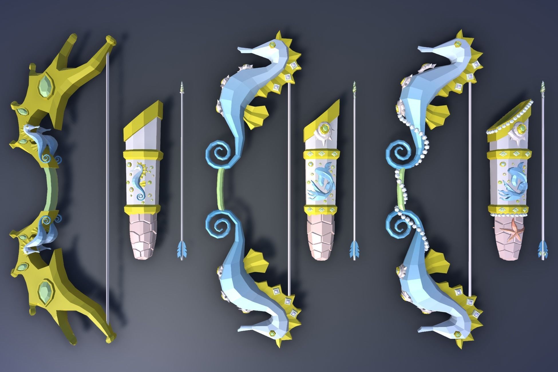 900 Low Poly Fantasy RPG Weapons - Ultimate 3D Pack Low-poly 3D model_124