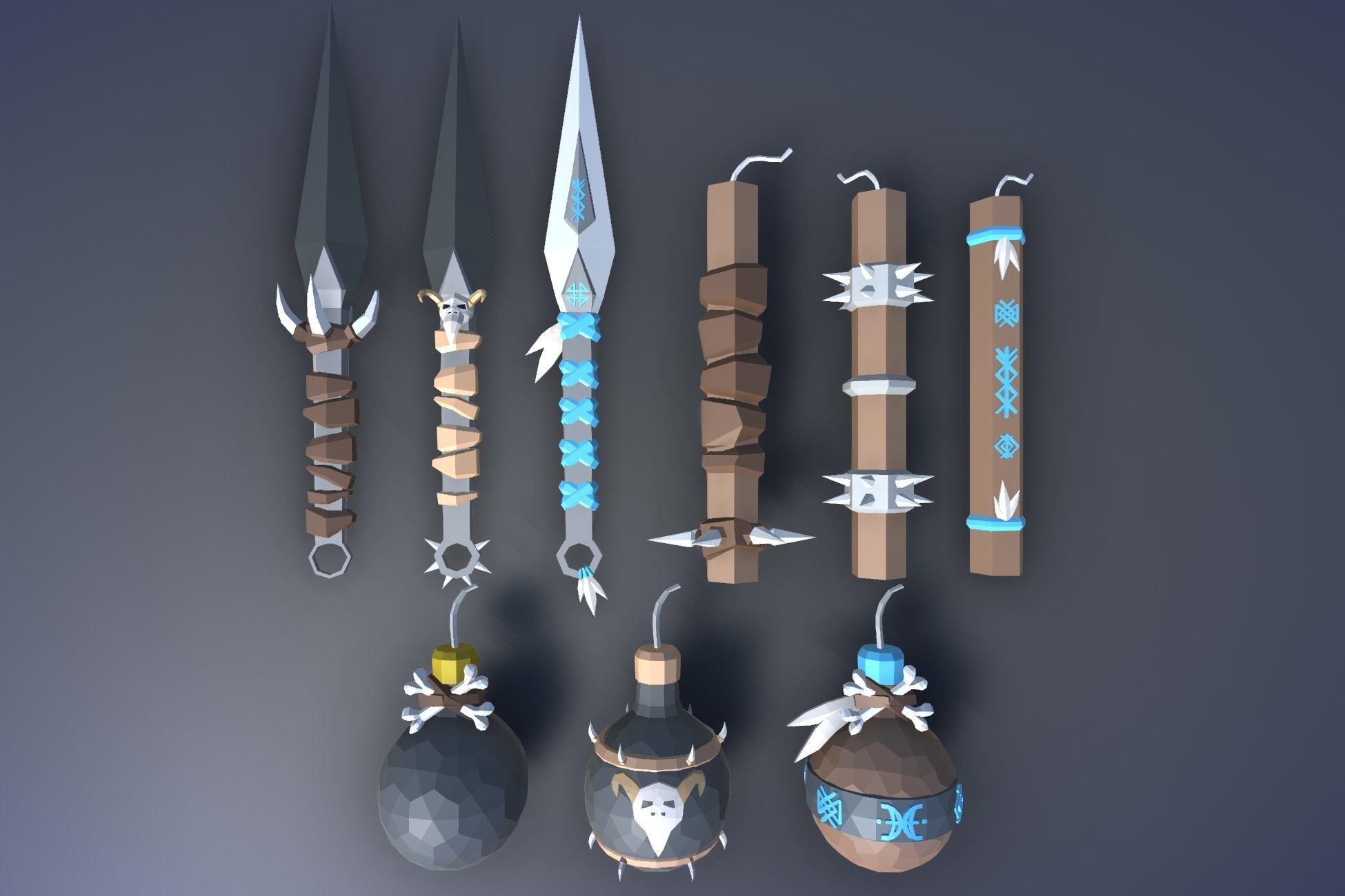 900 Low Poly Fantasy RPG Weapons - Ultimate 3D Pack Low-poly 3D model_35