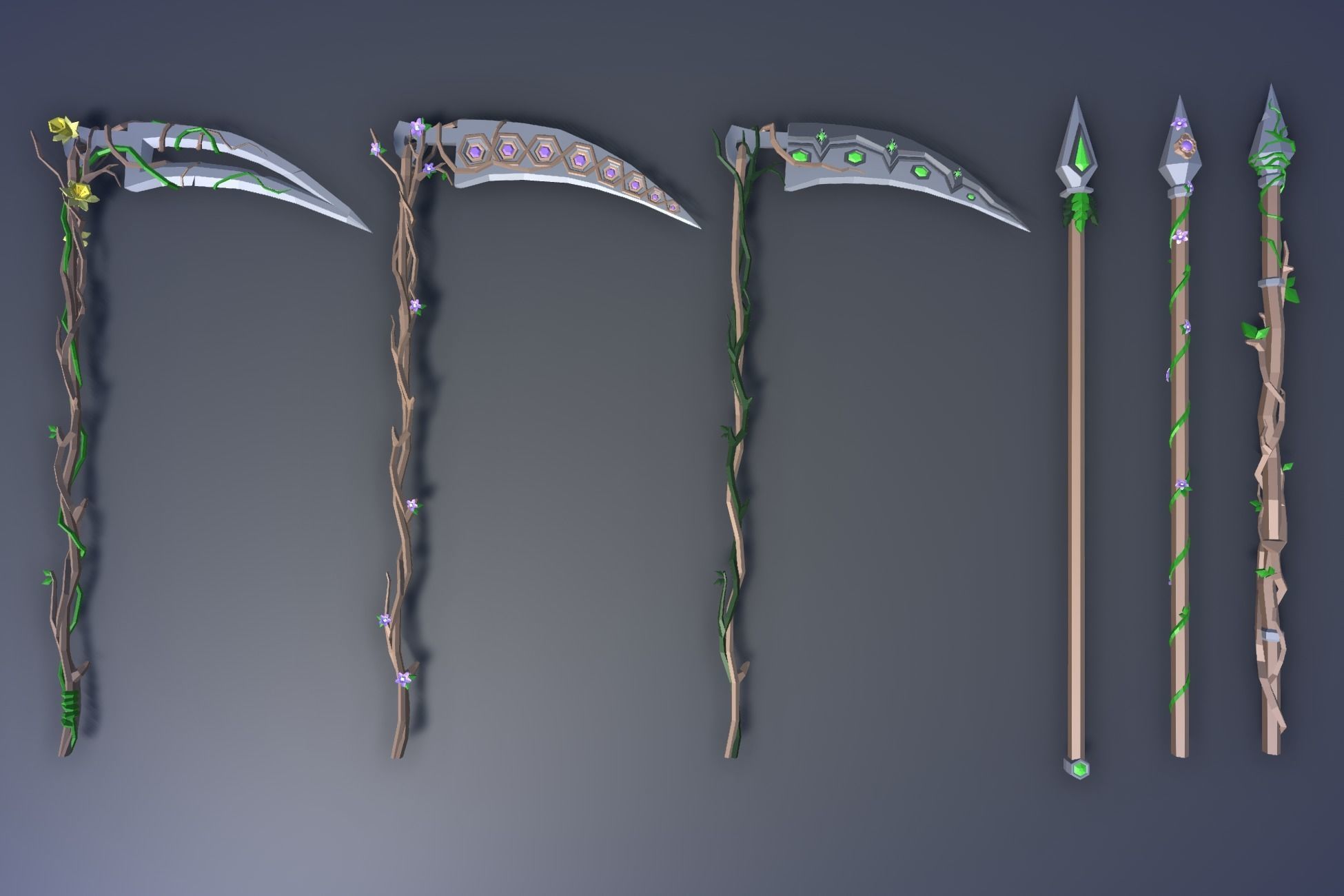 900 Low Poly Fantasy RPG Weapons - Ultimate 3D Pack Low-poly 3D model_43