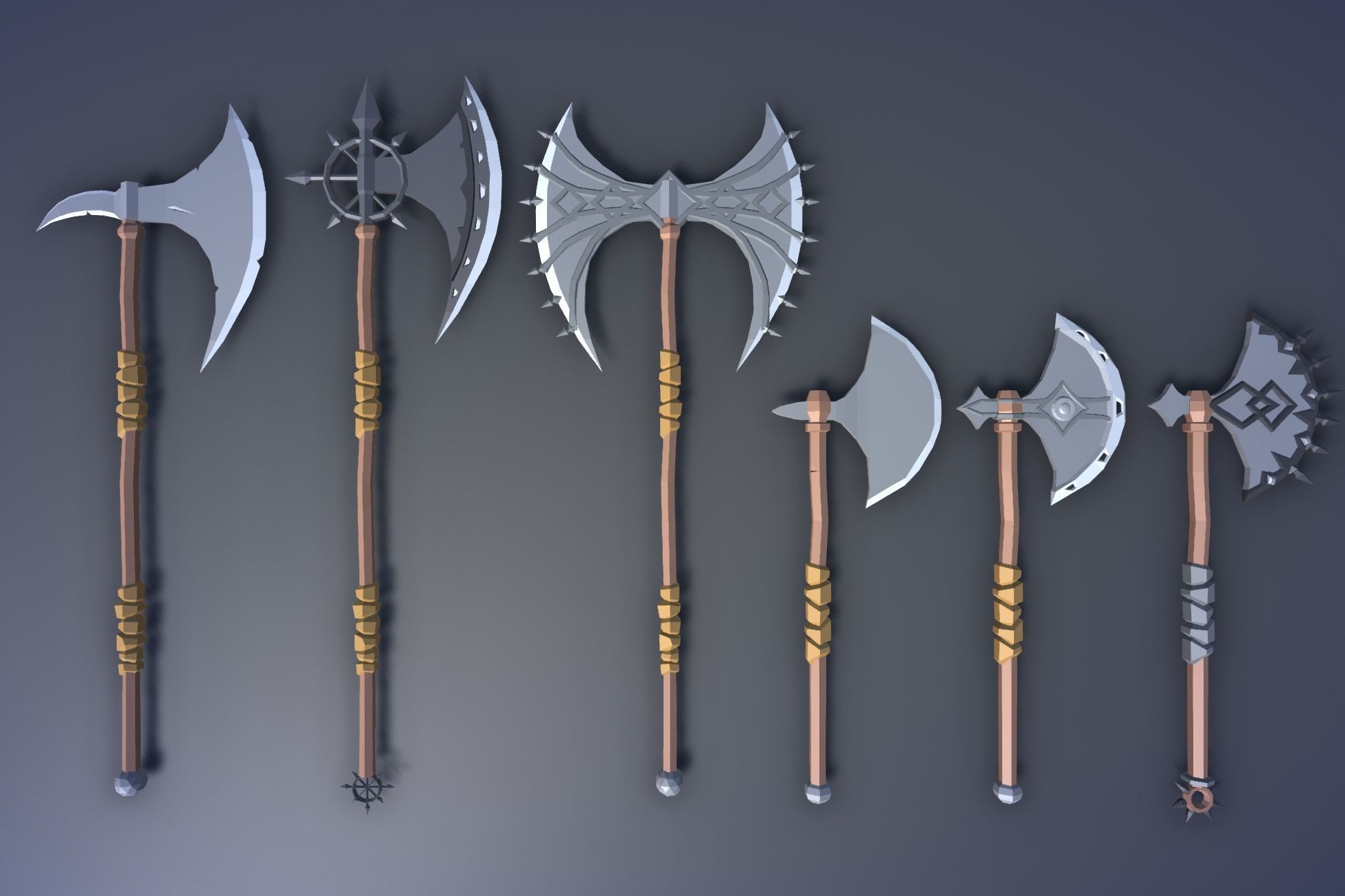900 Low Poly Fantasy RPG Weapons - Ultimate 3D Pack Low-poly 3D model_15