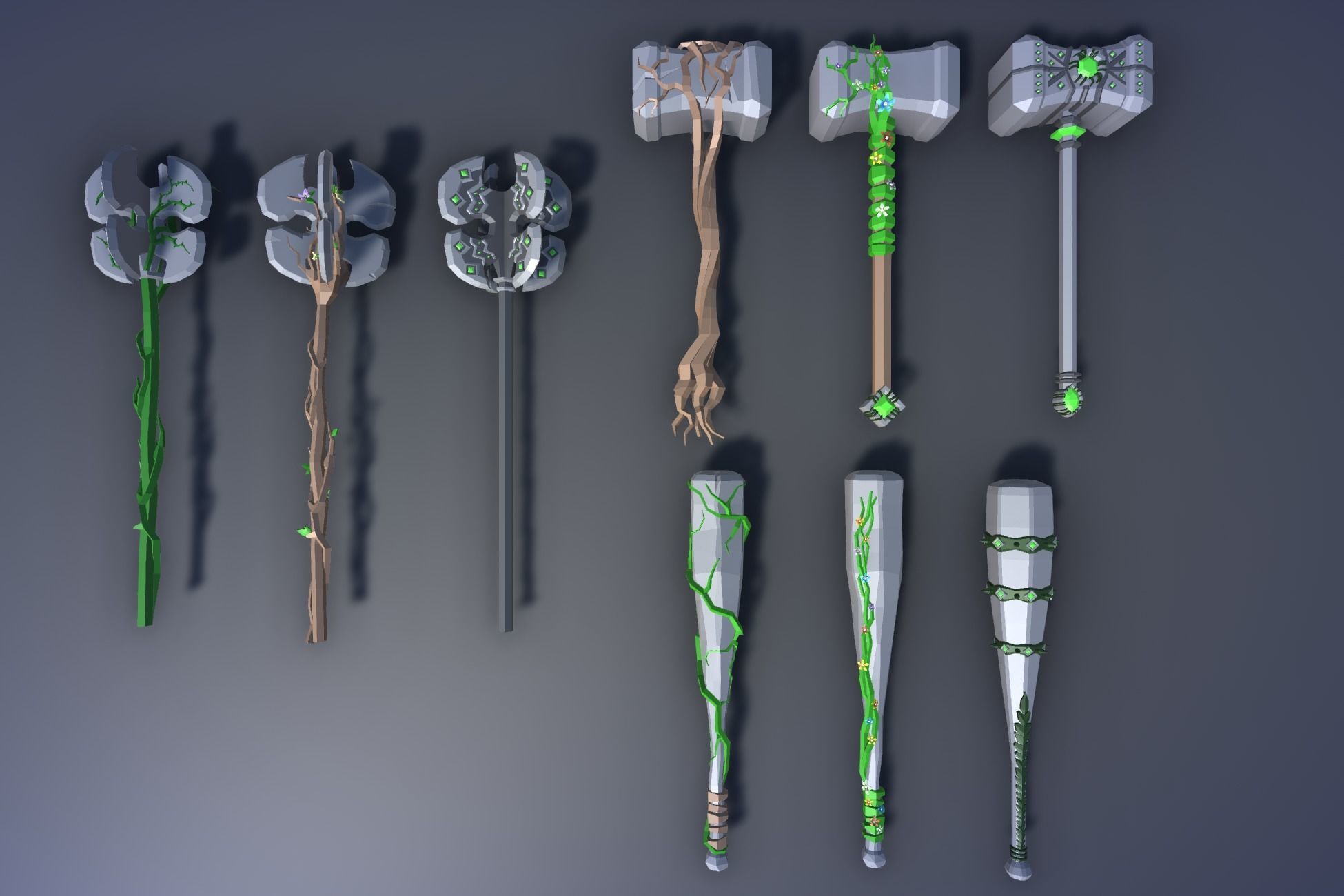 900 Low Poly Fantasy RPG Weapons - Ultimate 3D Pack Low-poly 3D model_42