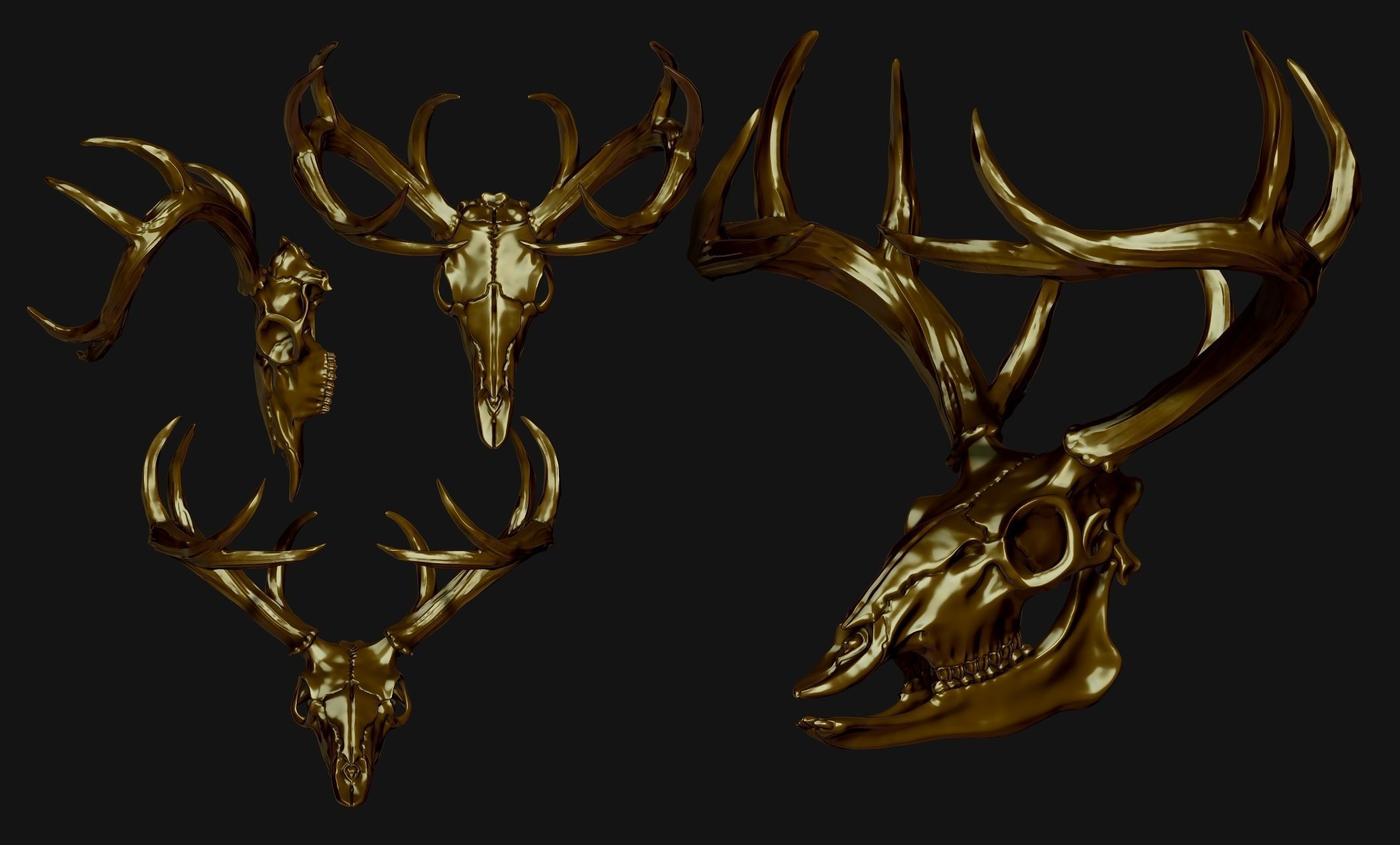 Deer Skull - CNC and 3D print model_12