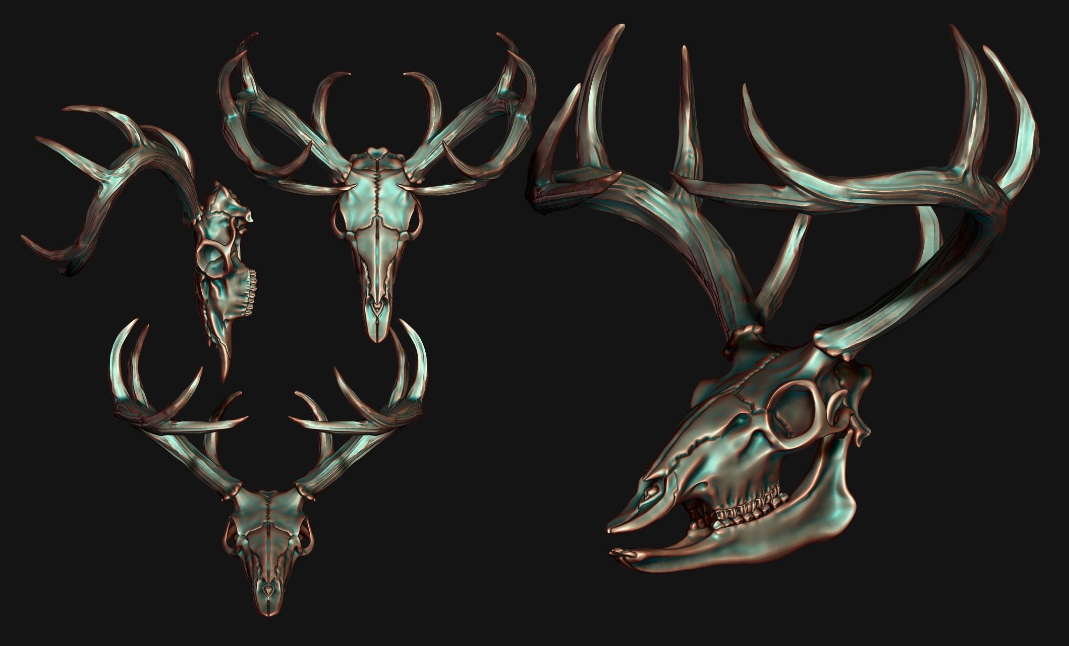 Deer Skull - CNC and 3D print model_13