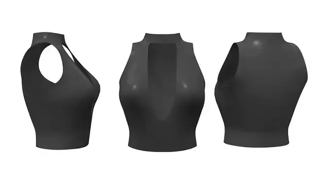 Chest Cutout Choker Neck Crop Top Low-poly 3D model