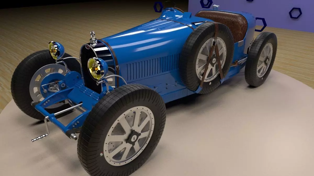 Bugatti Type 35 and 35A with engine 3D model