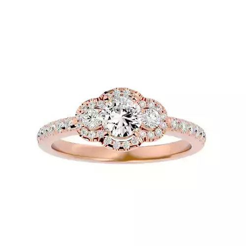 Tri Diamond solitaire wedding engagement ring with 360 view