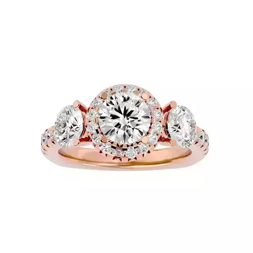 Tri Diamond solitaire wedding engagement ring with 360 view