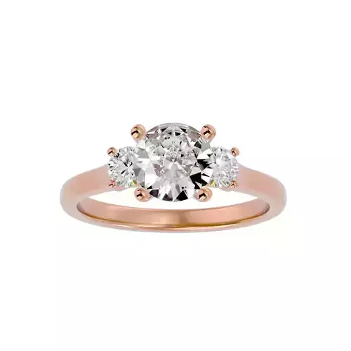 Tri Diamond solitaire wedding engagement ring with 360 view