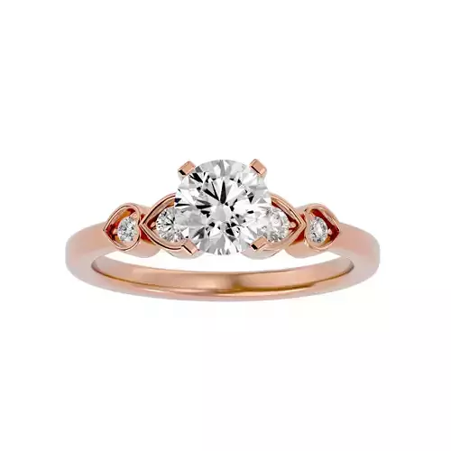 Tri Diamond solitaire wedding engagement ring with 360 view 3D print model