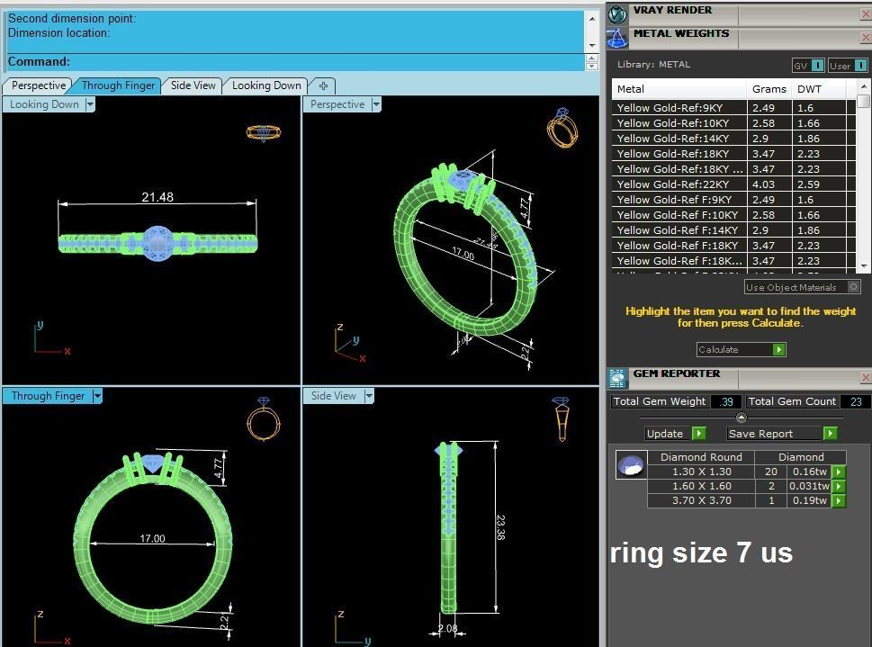 Tri Diamond solitaire wedding engagement ring with 360 view 3D print model_6