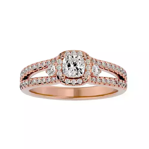 Tri Diamond solitaire wedding engagement ring with 360 view