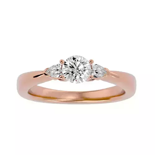 Tri Diamond solitaire wedding engagement ring with 360 view 3D print model