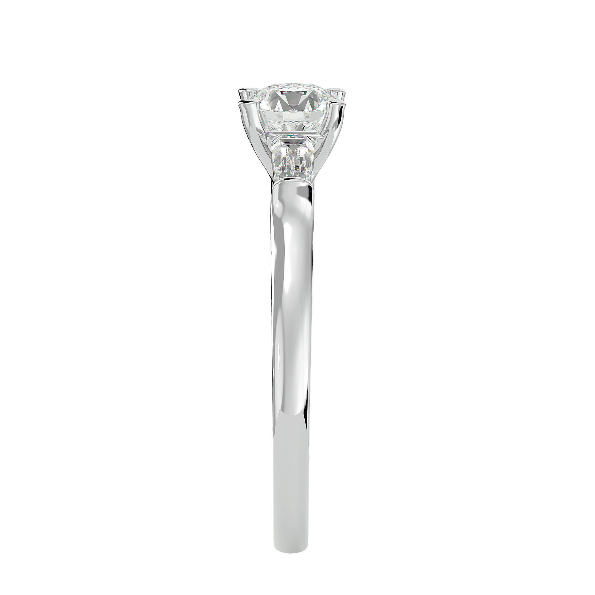 Tri Diamond solitaire wedding engagement ring with 360 view 3D print model_8