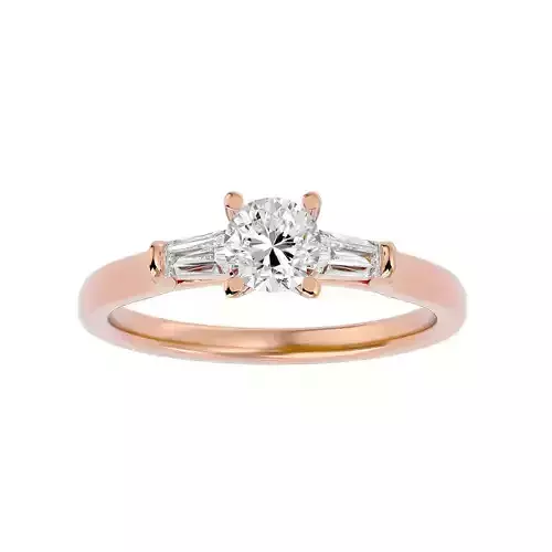 Tri Diamond solitaire wedding engagement ring with 360 view