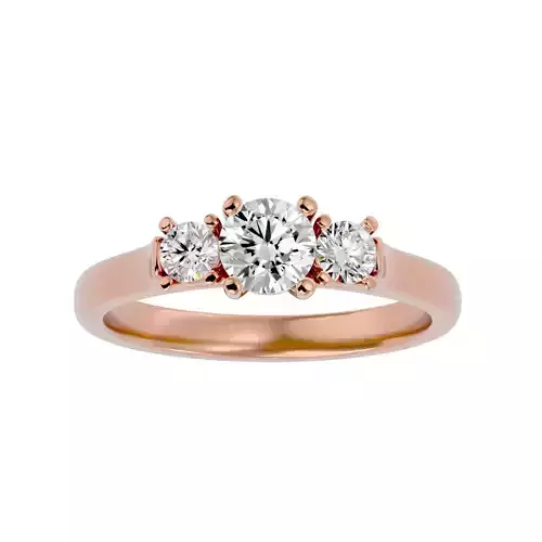 Tri Diamond solitaire wedding engagement ring with 360 view