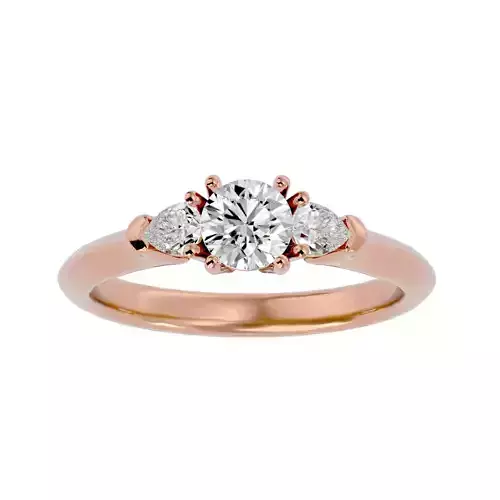 Tri Diamond solitaire wedding engagement ring with 360 view